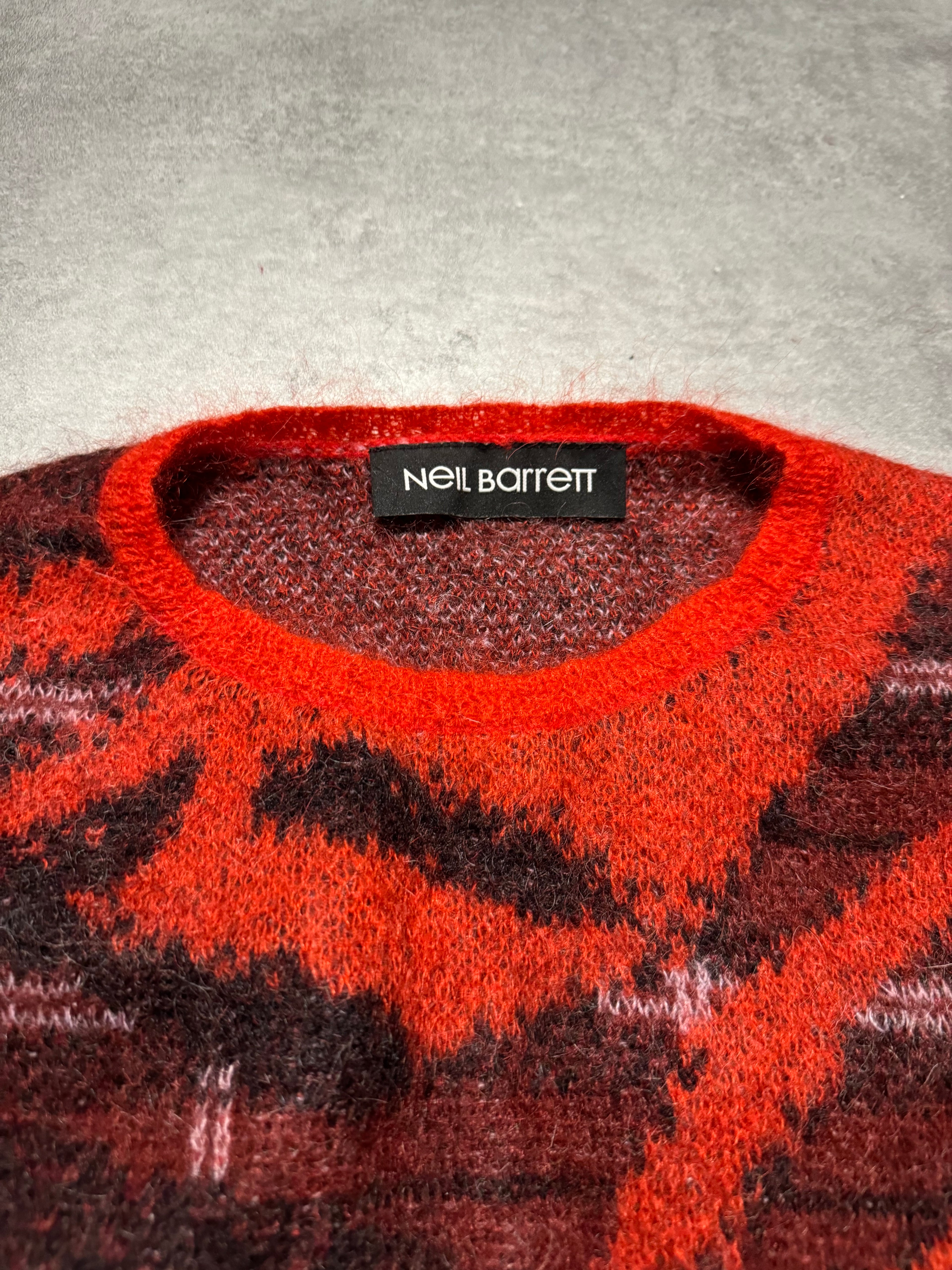 FW2019 Neil Barrett Red Avant-Garde Mohair Sweater (M)