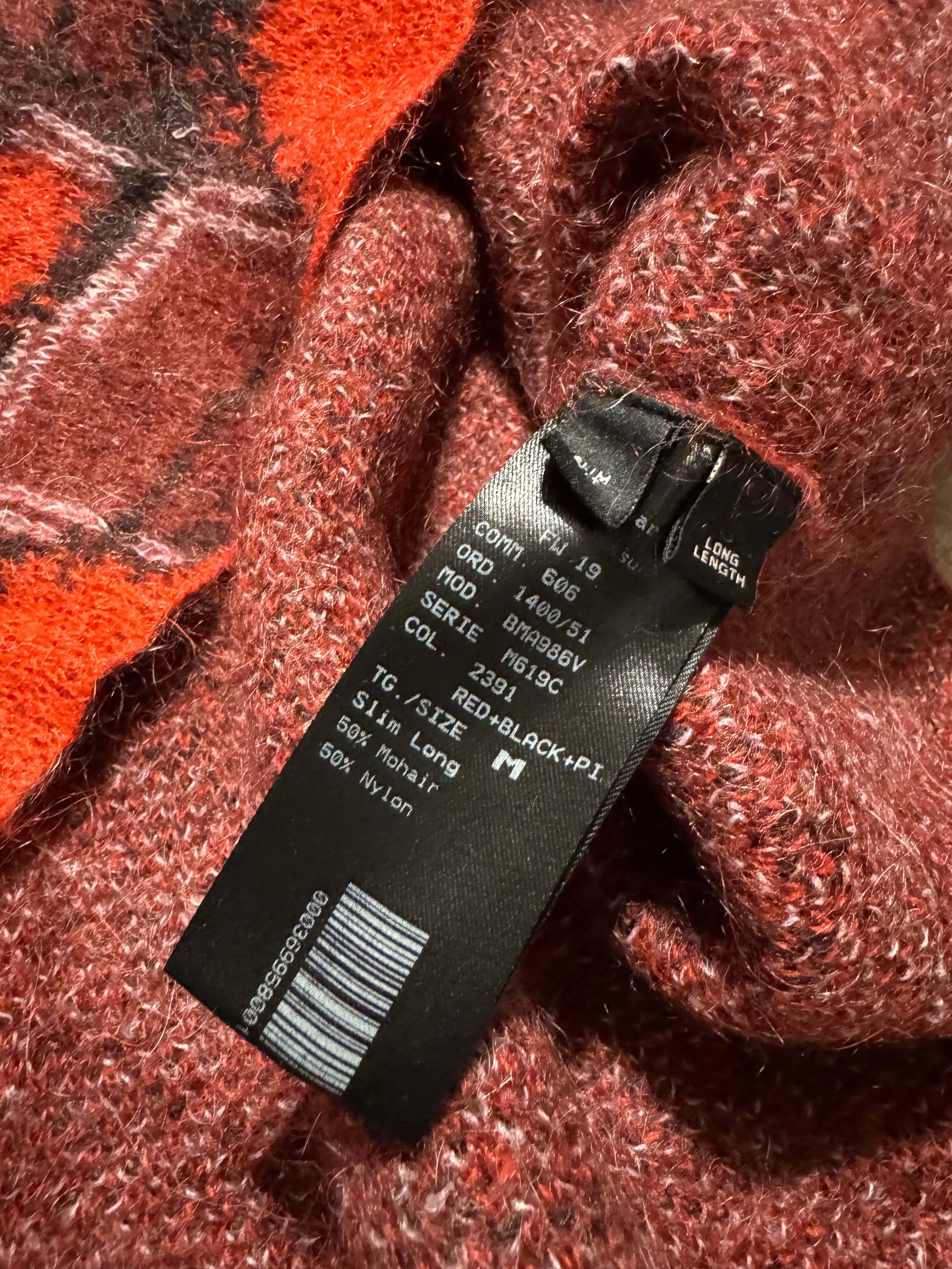 FW2019 Neil Barrett Red Avant-Garde Mohair Sweater (M)