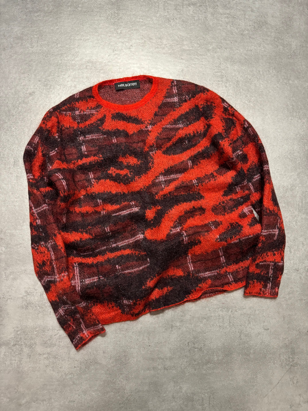 FW2019 Neil Barrett Red Avant-Garde Mohair Sweater (M)