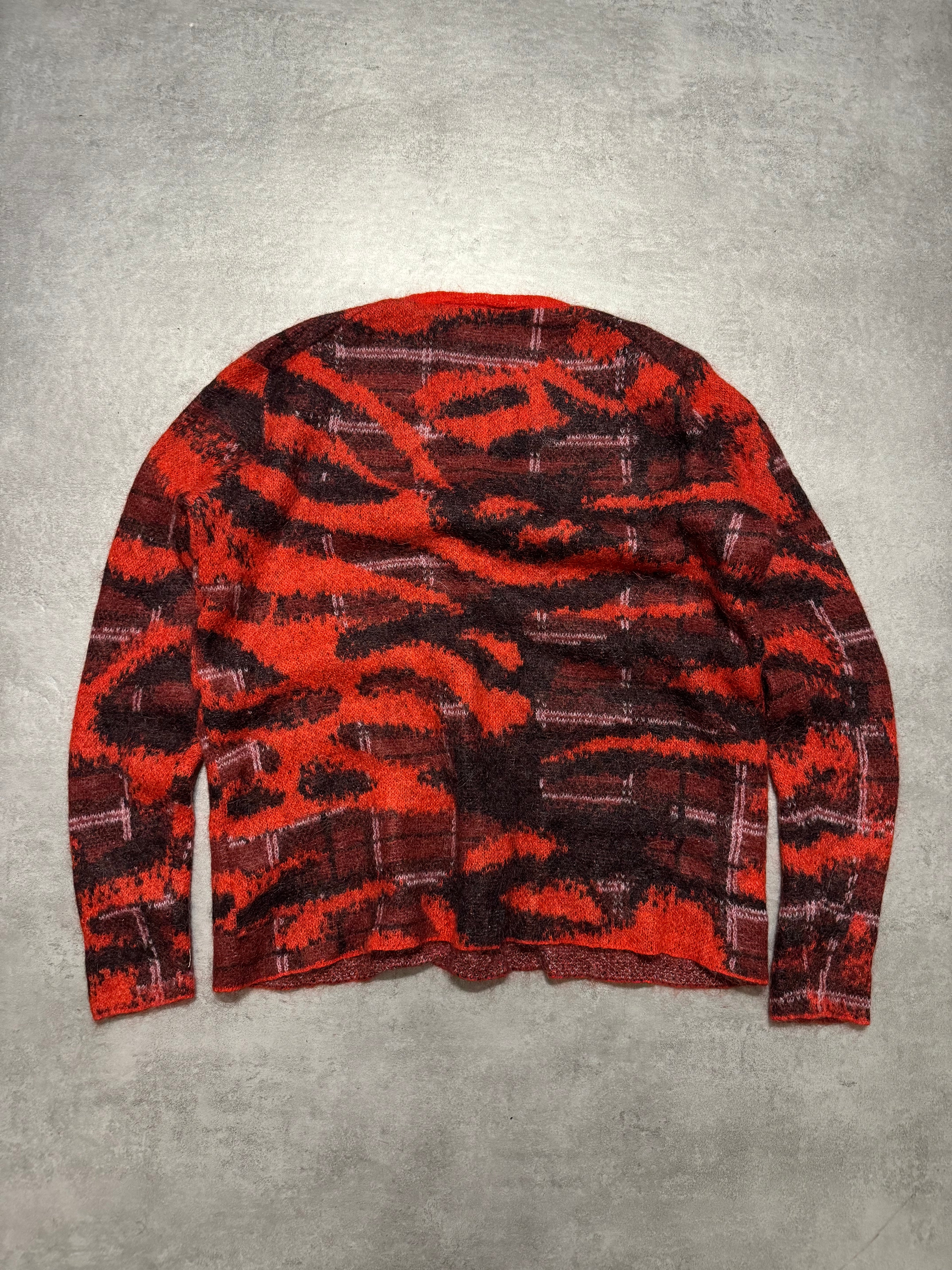 FW2019 Neil Barrett Red Avant-Garde Mohair Sweater (M)