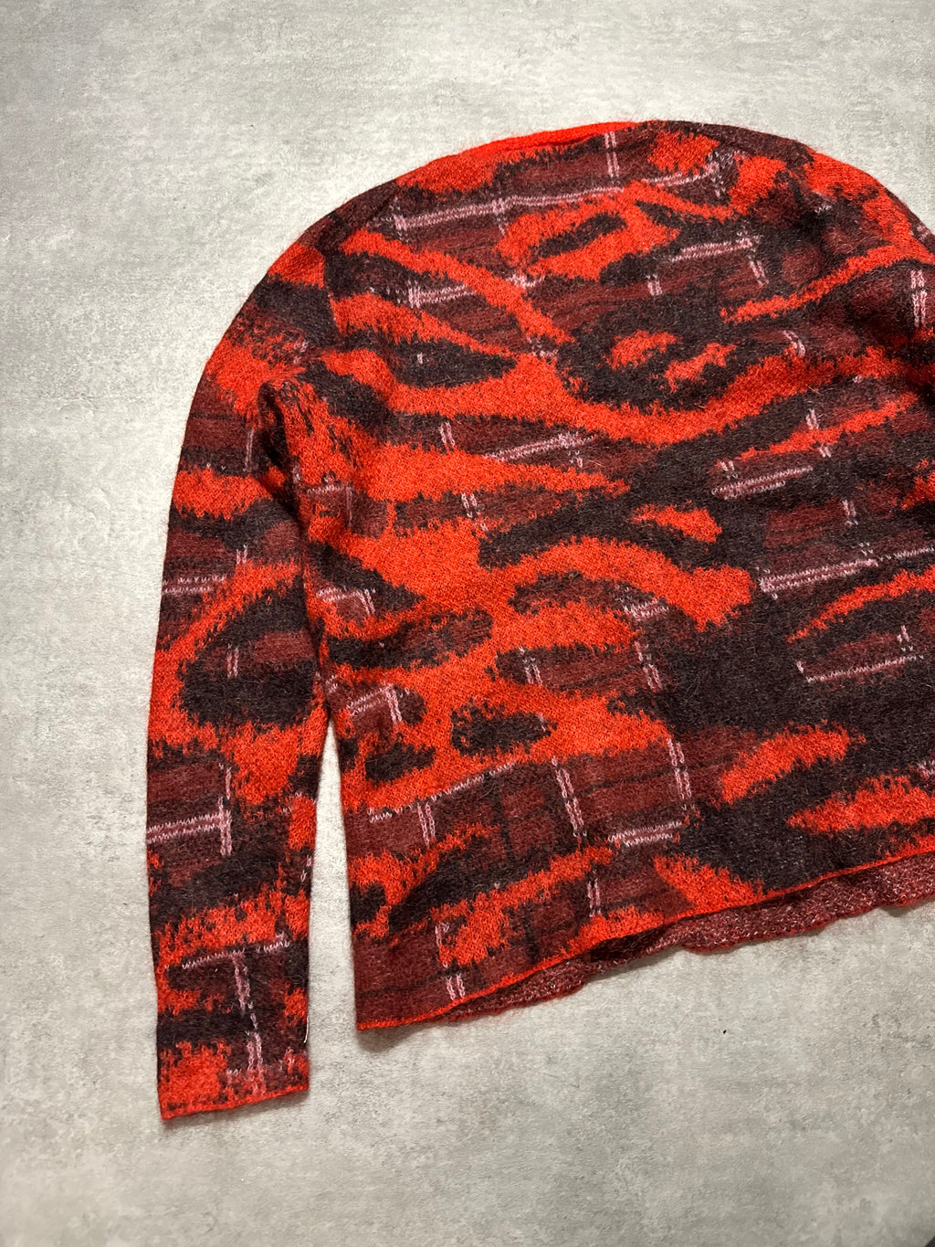 FW2019 Neil Barrett Red Avant-Garde Mohair Sweater (M)