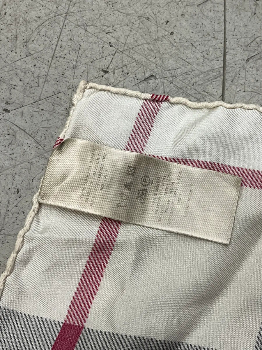 Burberry Ivory Silk Checked Headscarf eaqJnUdV 6