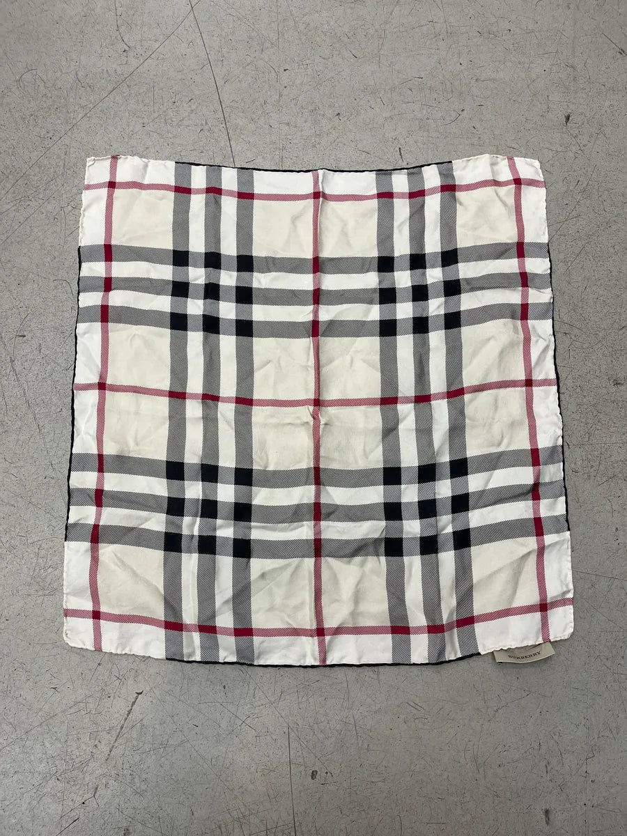 Burberry Ivory Silk Checked Headscarf eaqJnUdV 1