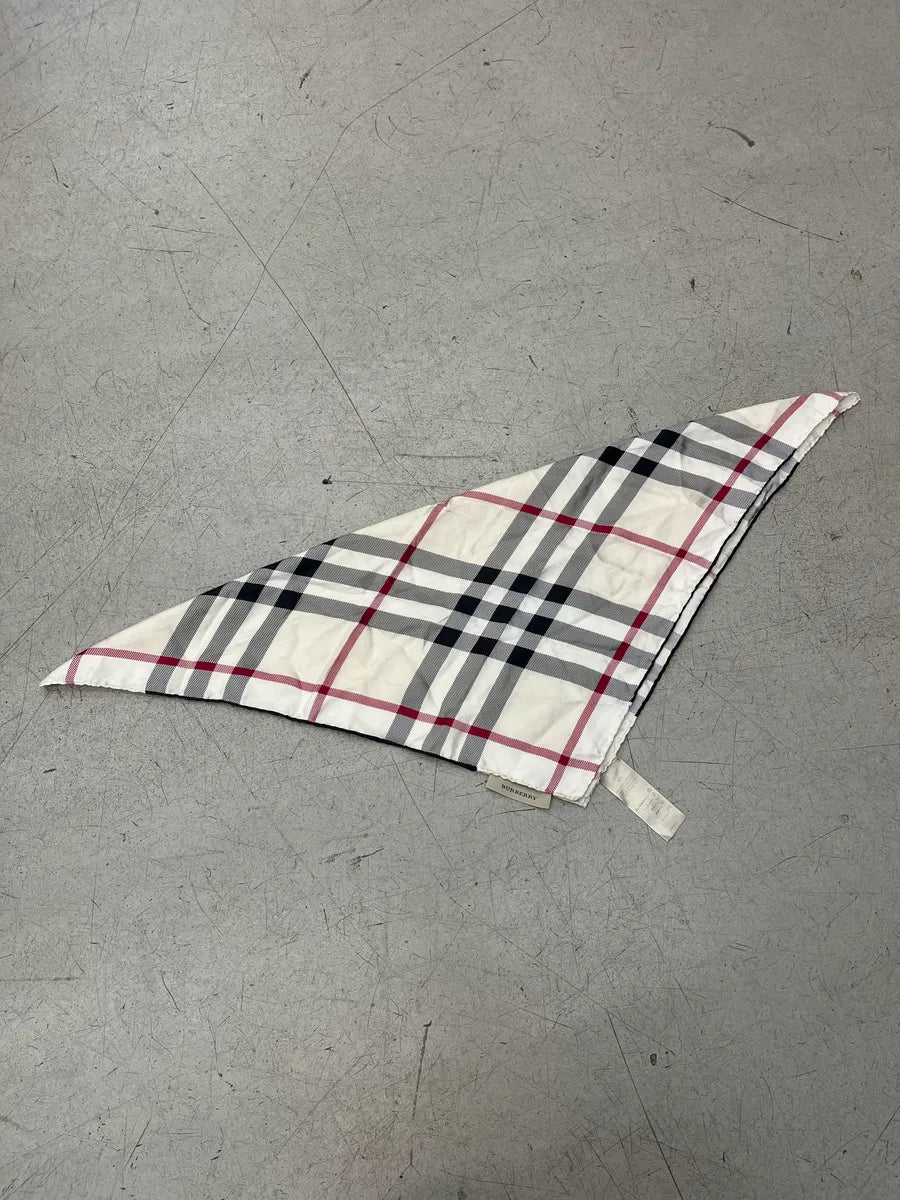 Burberry Ivory Silk Checked Headscarf eaqJnUdV 5