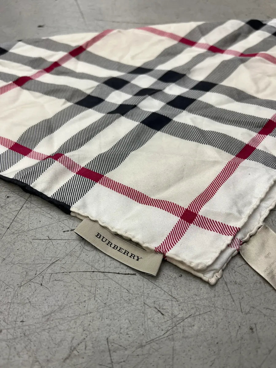 Burberry Ivory Silk Checked Headscarf eaqJnUdV 7