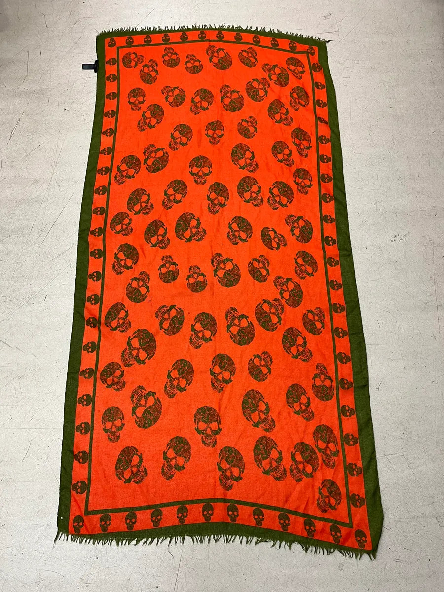 Alexander McQueen Orange Blend Skull Print Scarf chjeBGkF 2