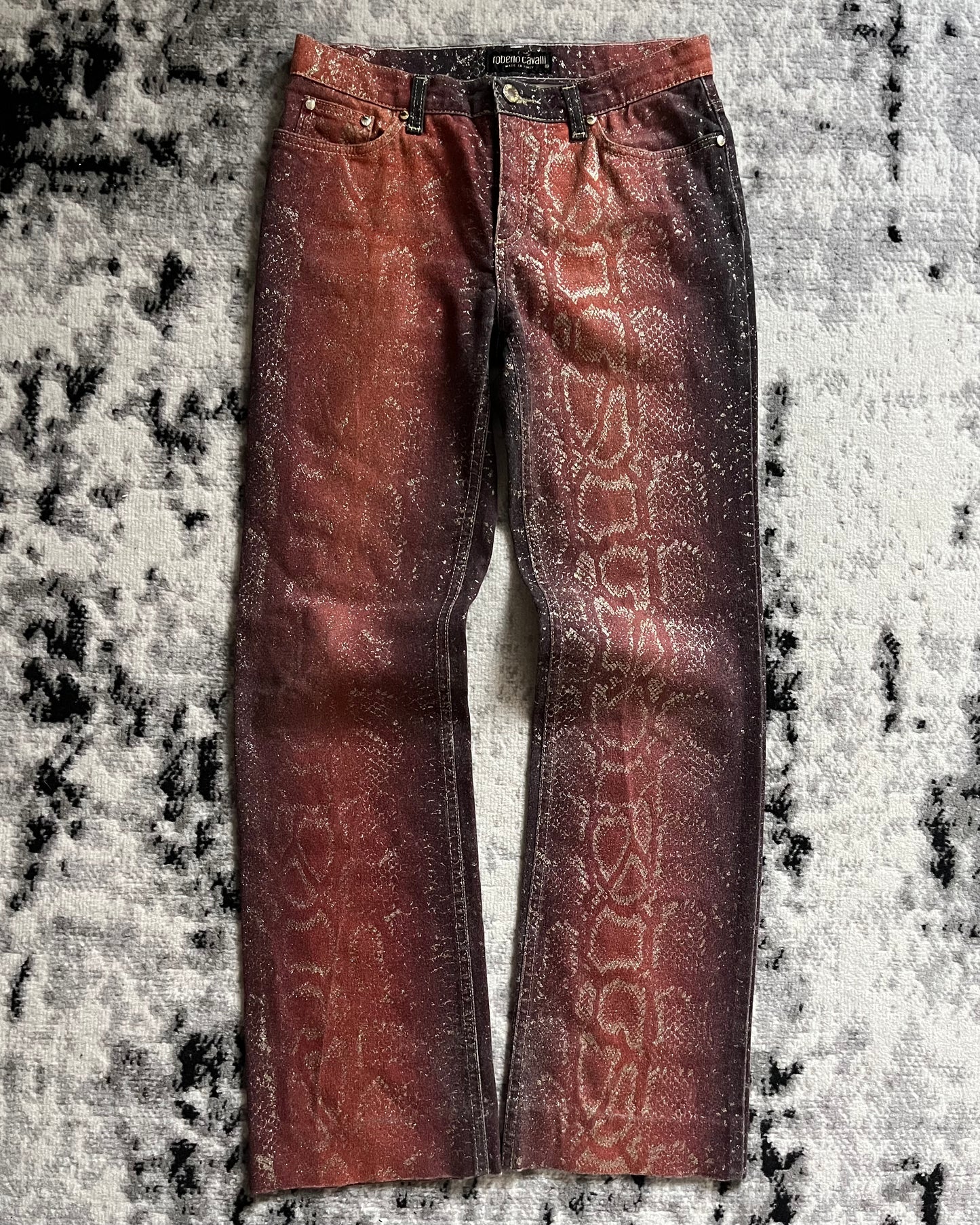 AW1999 Roberto Cavalli Red Python Skin Legend Pants (S)