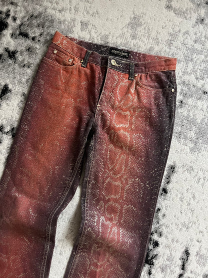 AW1999 Roberto Cavalli Red Python Skin Legend Pants (S)
