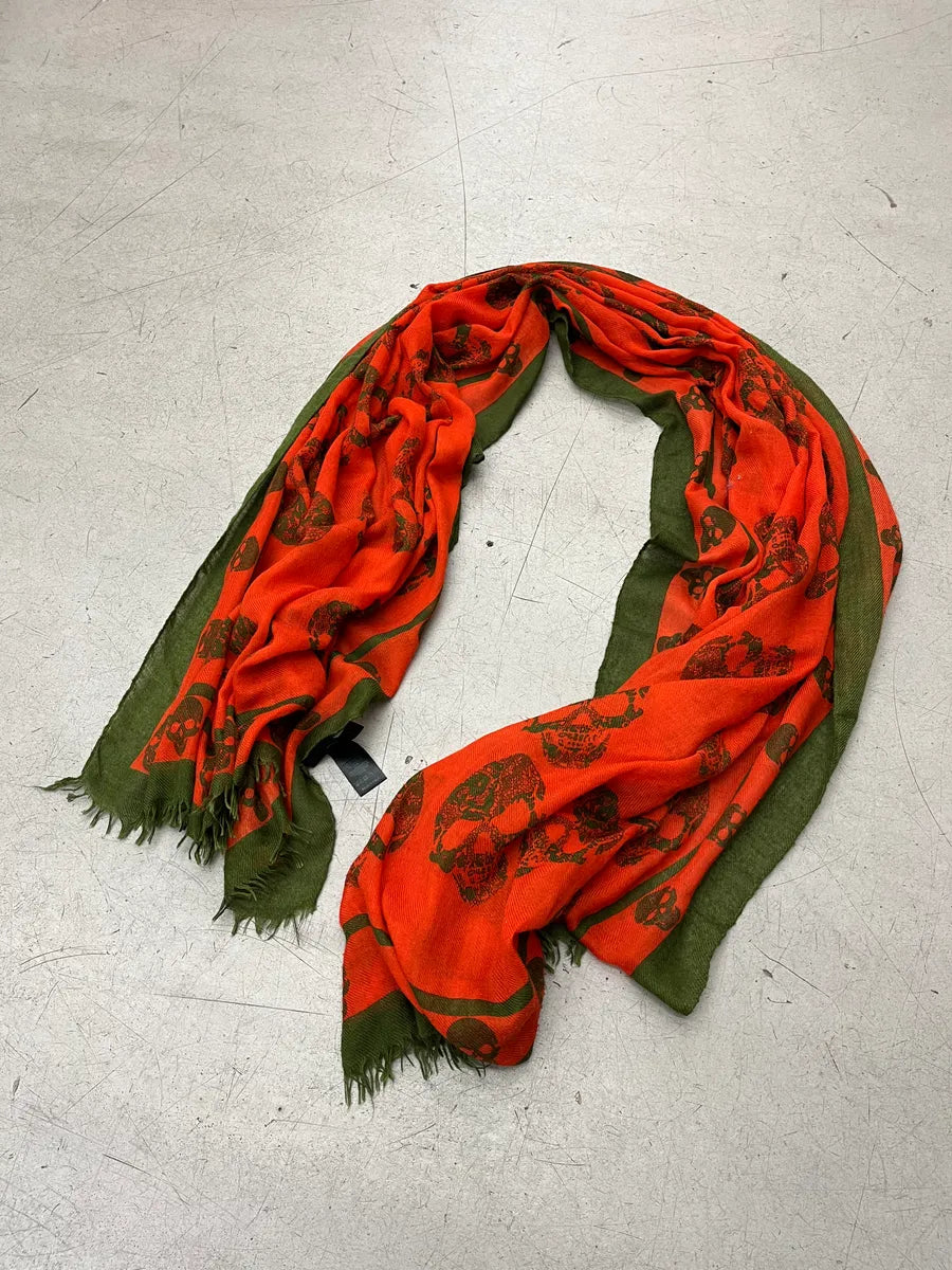 Alexander McQueen Orange Blend Skull Print Scarf chjeBGkF 3