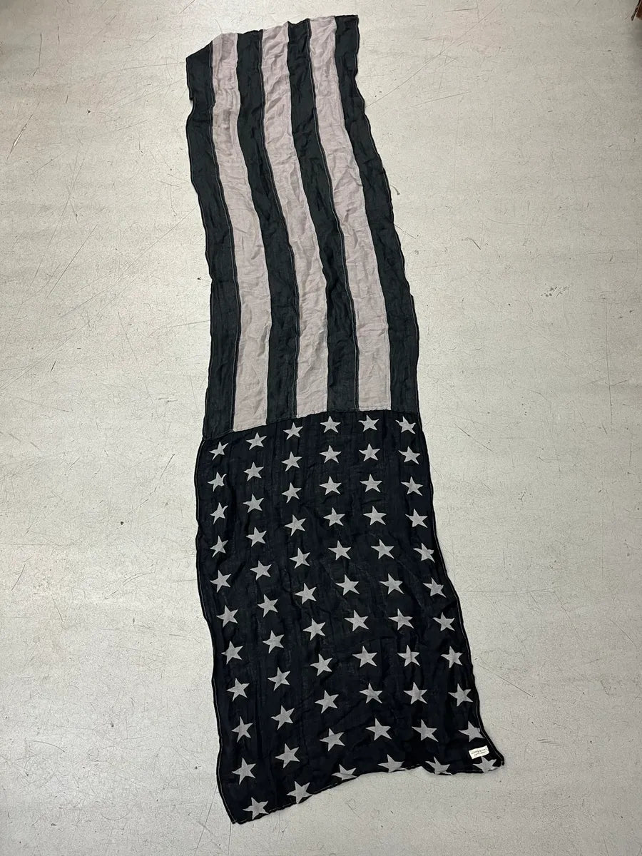 Ralph Lauren Black Stars & Striped USA Flag Scarf NTesWOJ 2