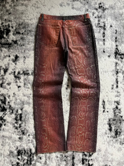 99 秋冬 Roberto Cavalli 红色蟒蛇皮传奇长裤 (S)