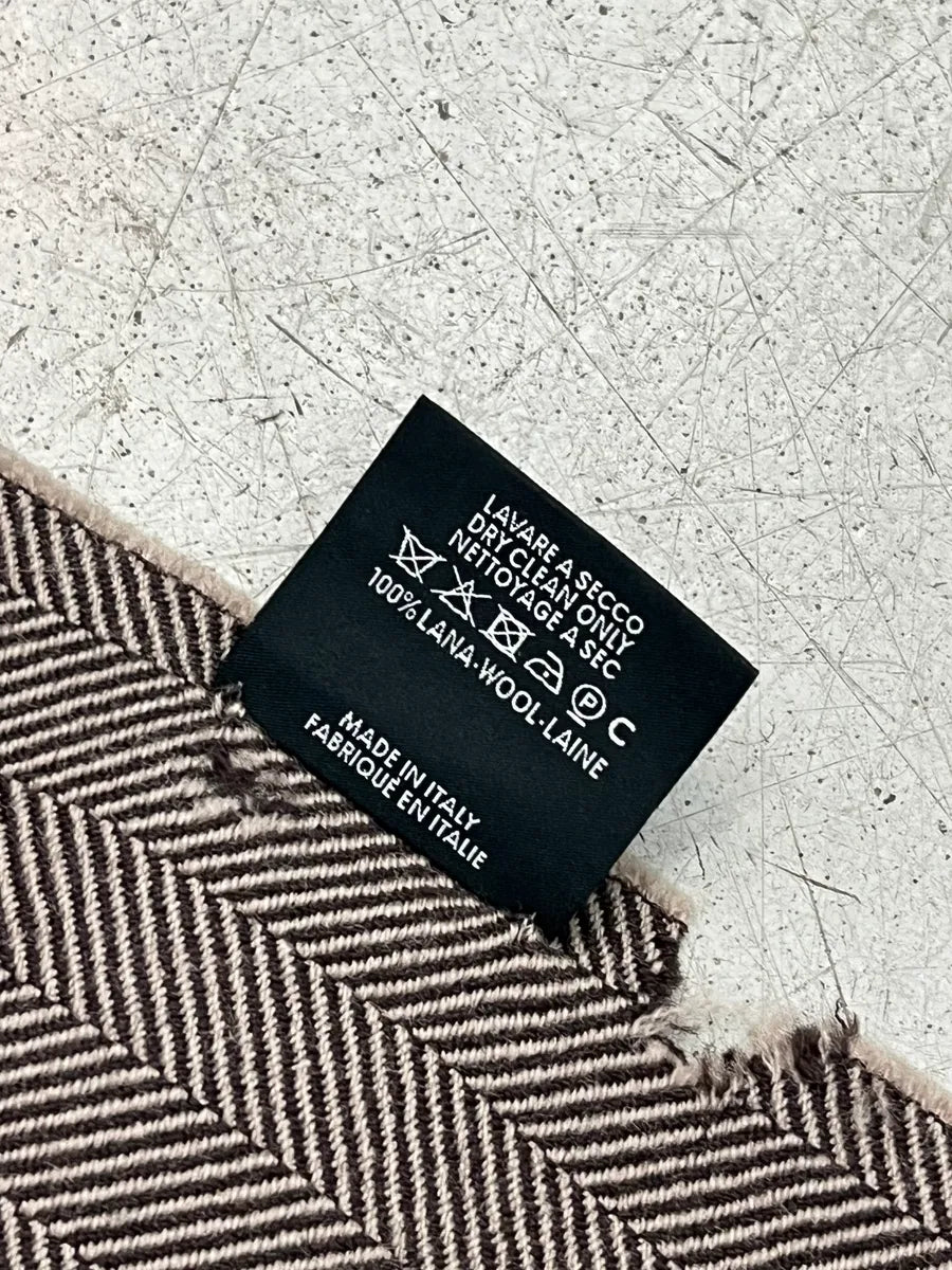 Gucci Taupe Wool Herringbone Logo Scarf XqjJfdU 6