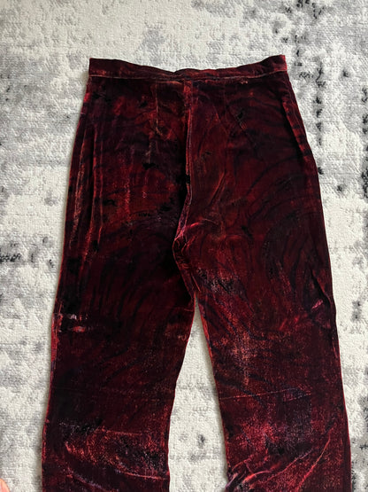 AW1999 Roberto Cavalli Obscure Red Devil Velvet Pants (M/L)