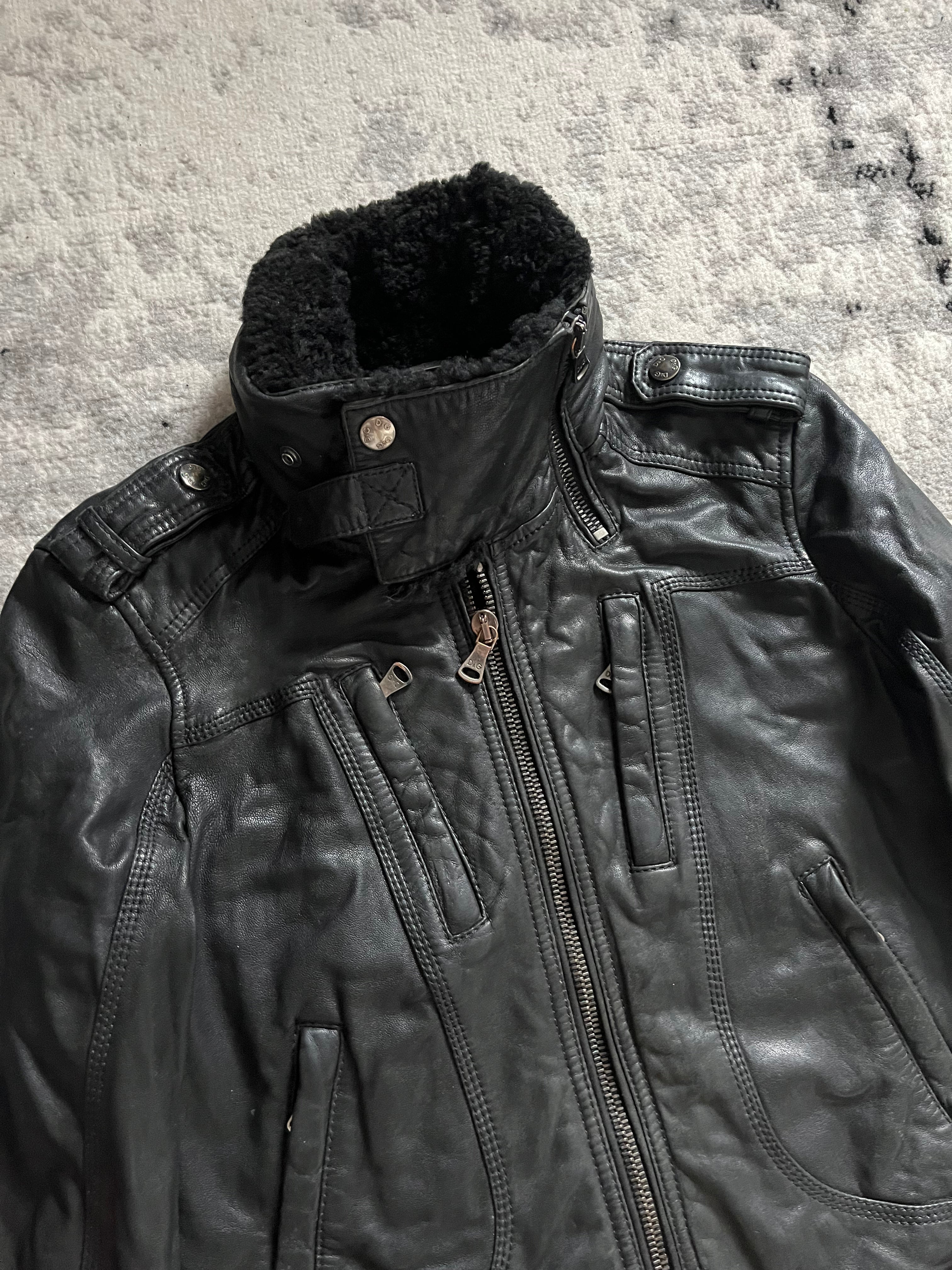 AW1999 Dolce & Gabbana Asymmetrical Colar Leather Jacket (S)