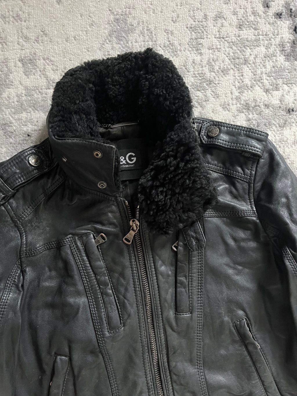 AW1999 Dolce & Gabbana Asymmetrical Colar Leather Jacket (S)