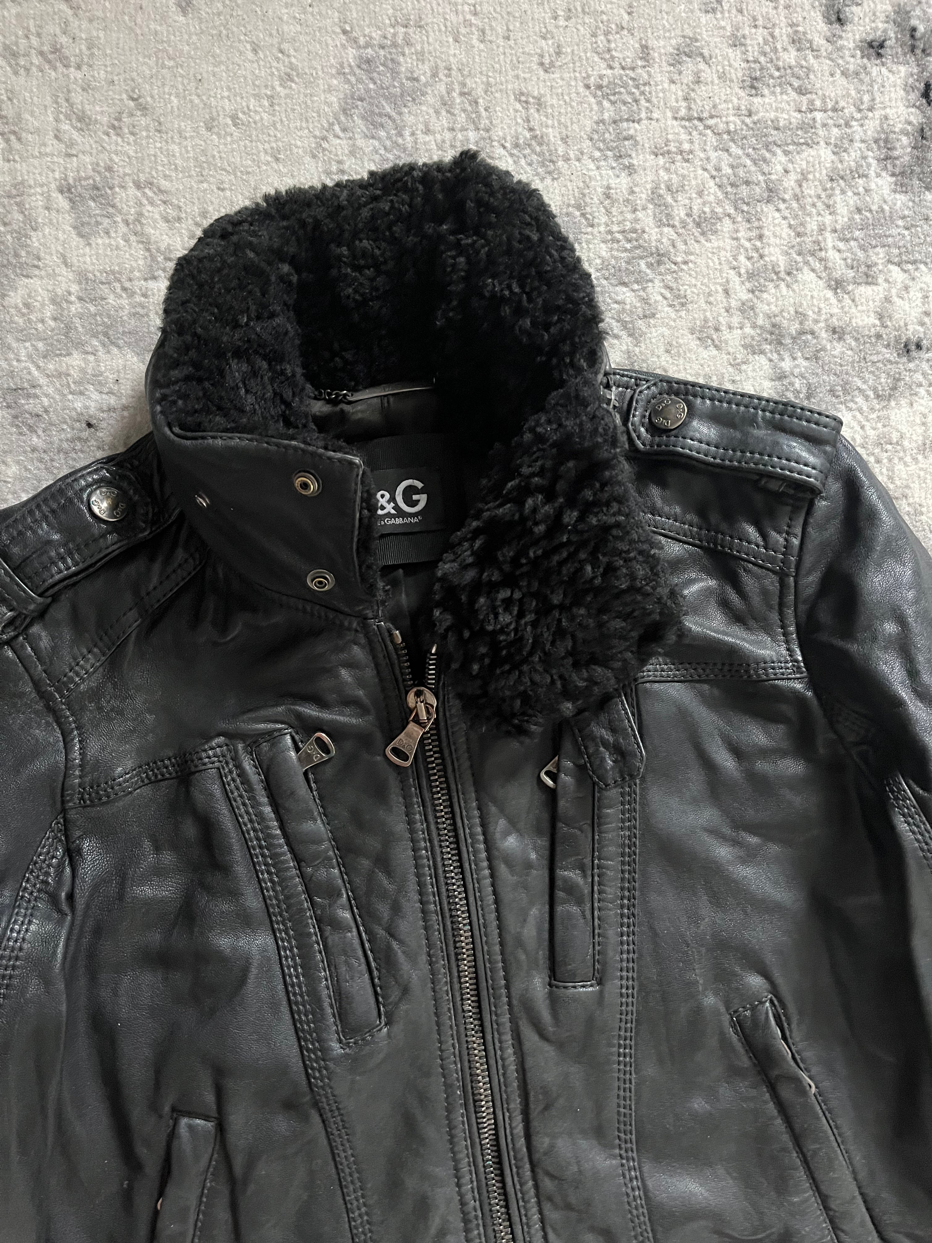 AW1999 Dolce & Gabbana Asymmetrical Colar Leather Jacket (S)