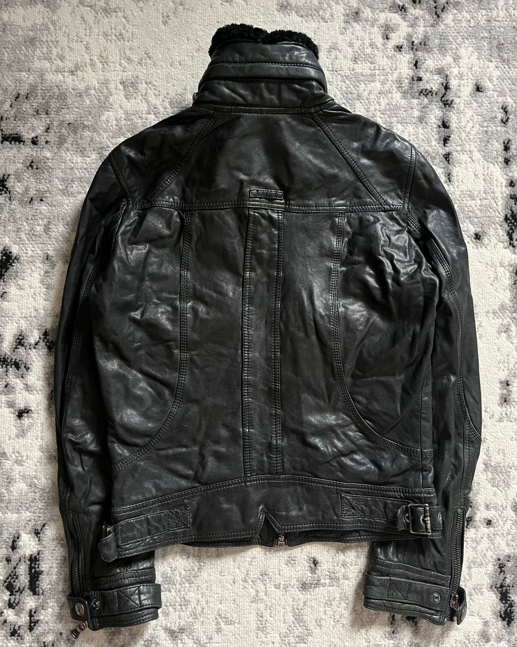 AW1999 Dolce & Gabbana Asymmetrical Colar Leather Jacket (S)