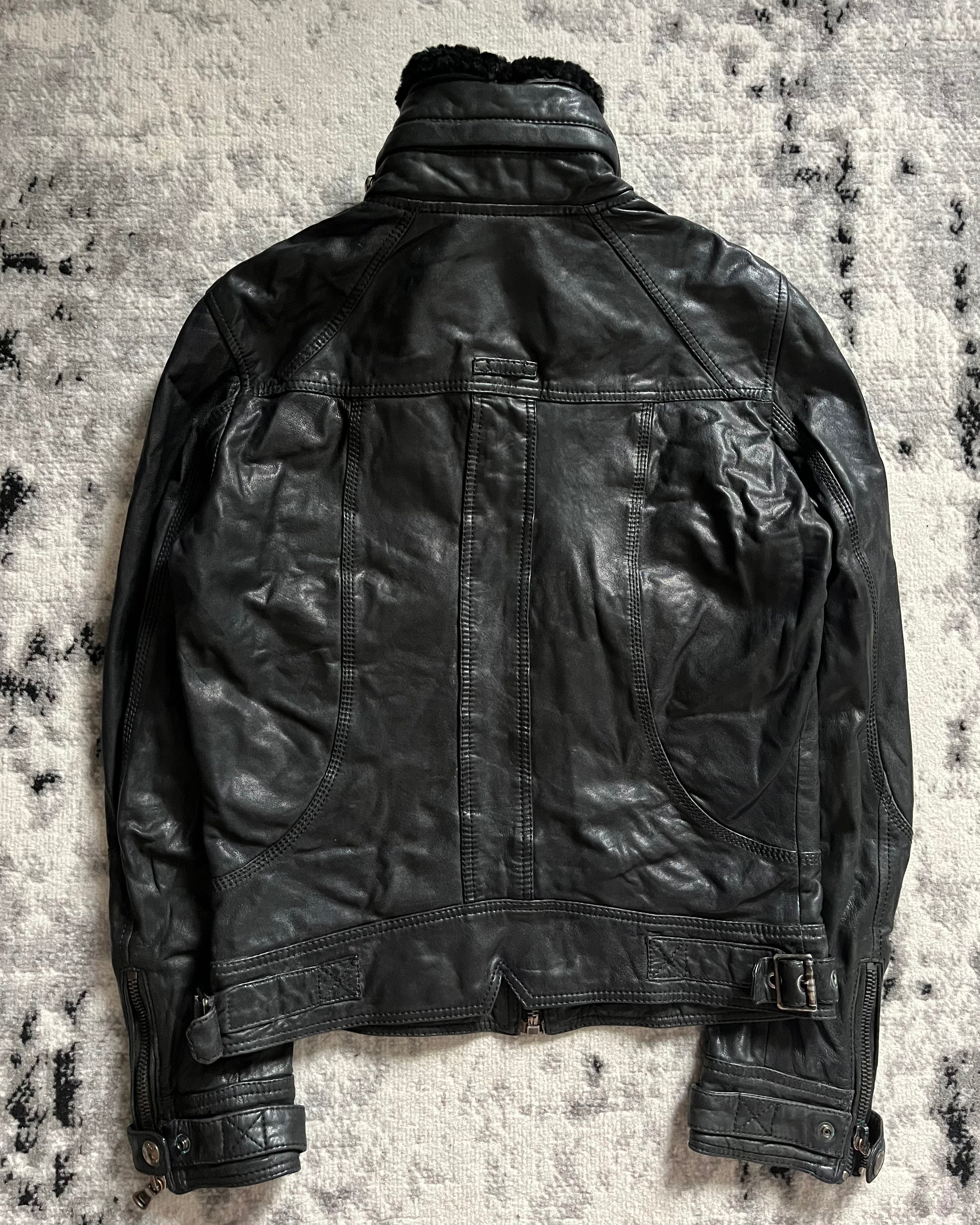 AW1999 Dolce & Gabbana Asymmetrical Colar Leather Jacket (S)