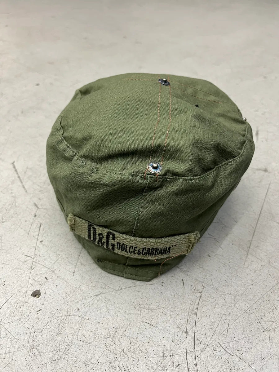 SS2006 Dolce & Gabbana Olive Military Logo Hat rMwmgIj 6