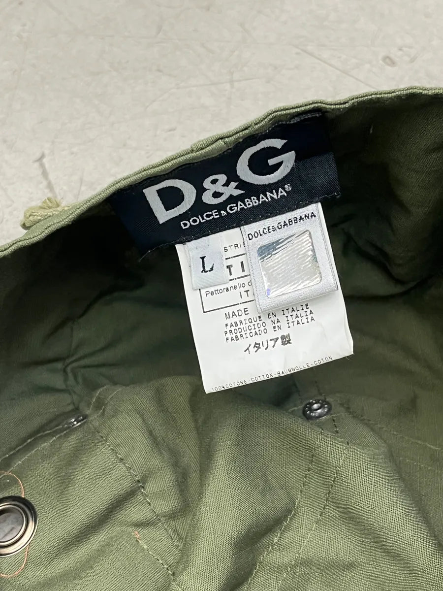 SS2006 Dolce & Gabbana Olive Military Logo Hat rMwmgIj 9