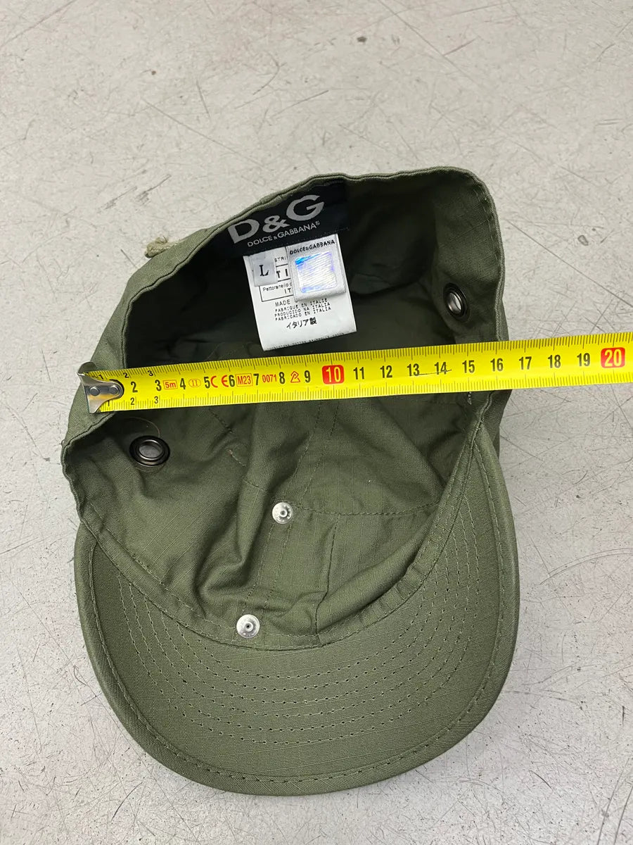 SS2006 Dolce & Gabbana Olive Military Logo Hat rMwmgIj 10