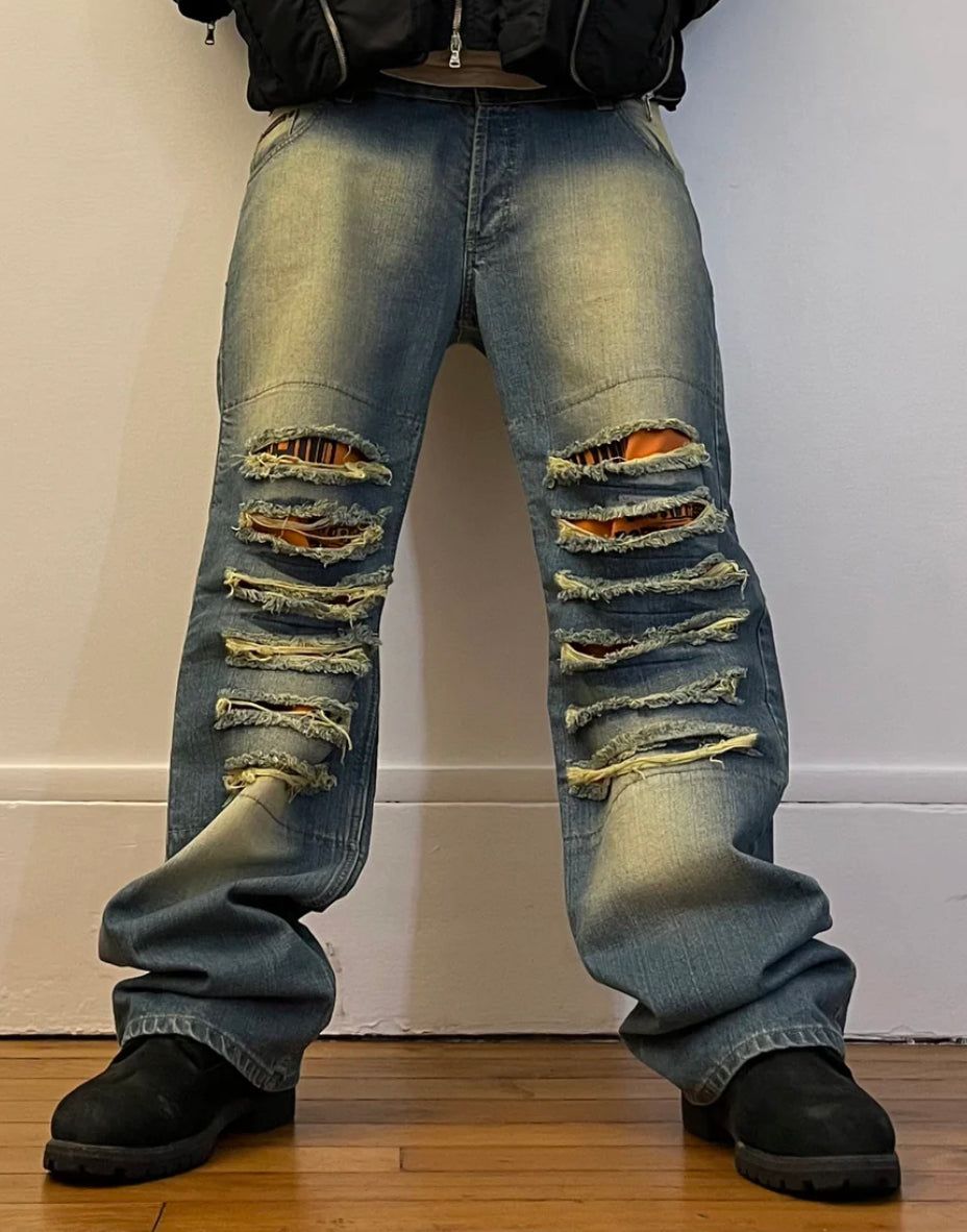 2006FW ドルチェ＆ガッバーナ オレンジ ポエム フェード ジーンズ (L/XL)