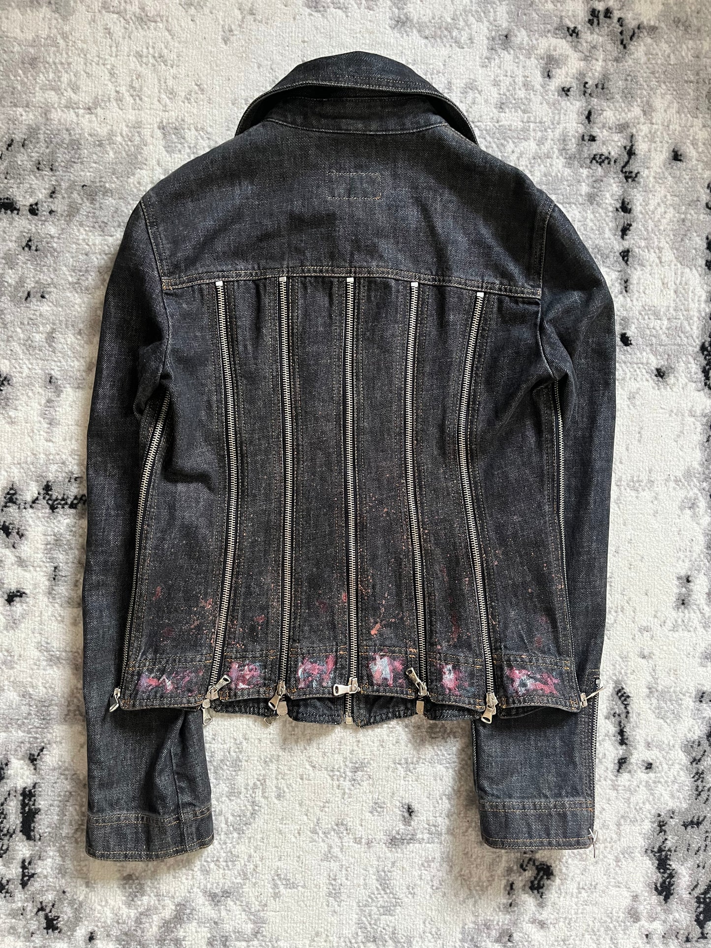 SS2003 Dolce & Gabbana Painted Multi Zip Denim Jacket (M)