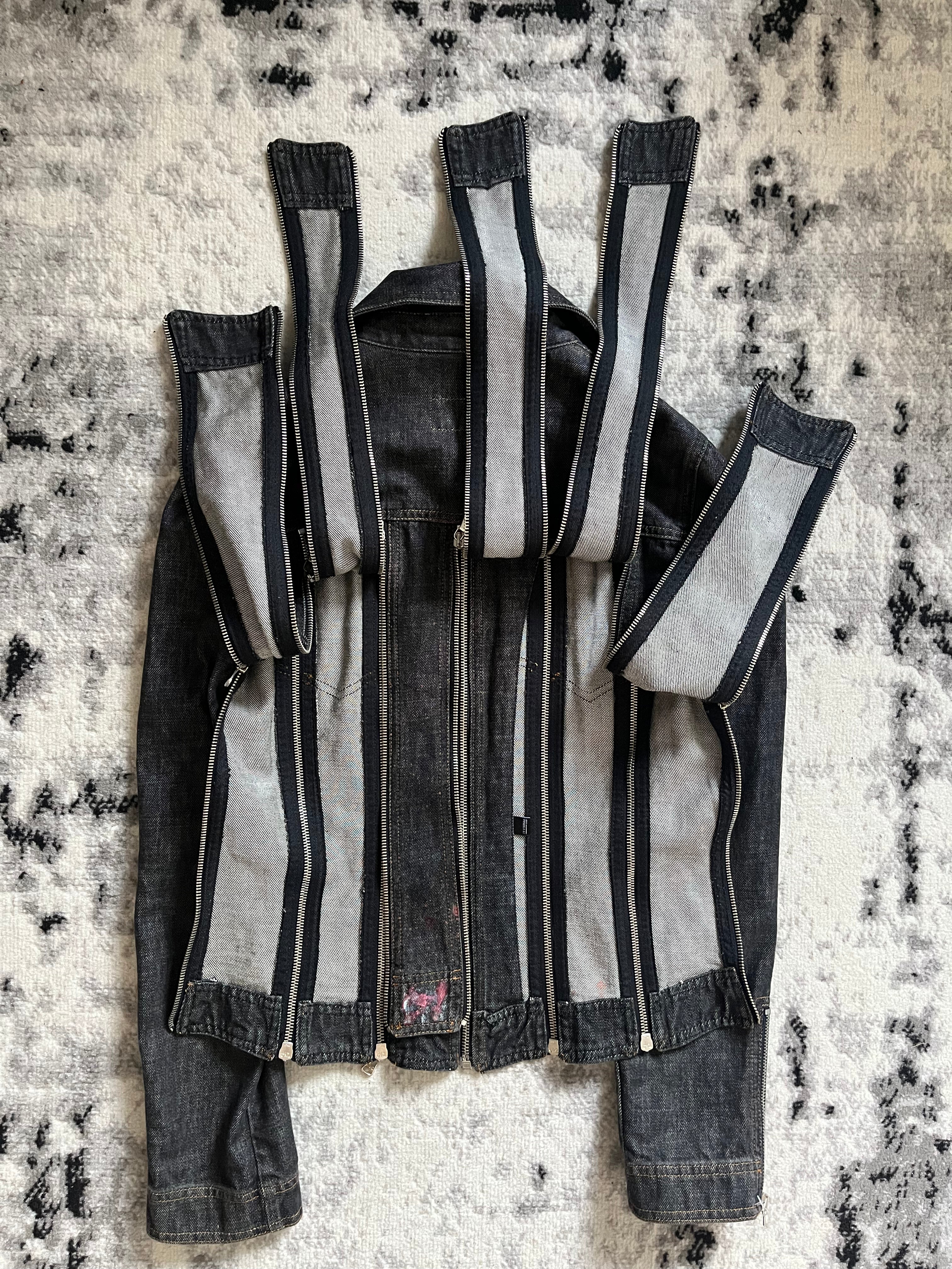 SS2003 Dolce & Gabbana Painted Multi Zip Denim Jacket (M)