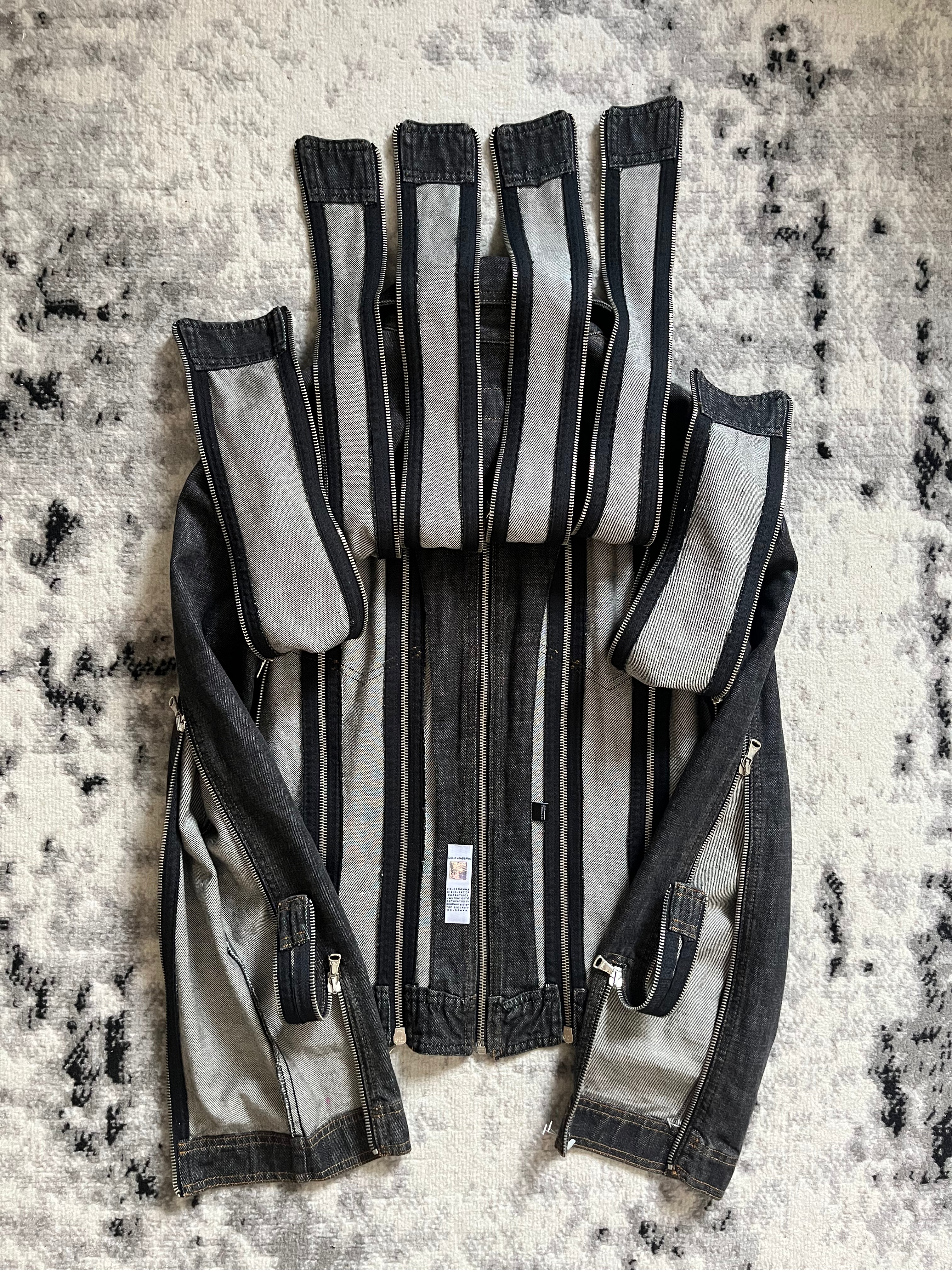 SS2003 Dolce & Gabbana Painted Multi Zip Denim Jacket (M)