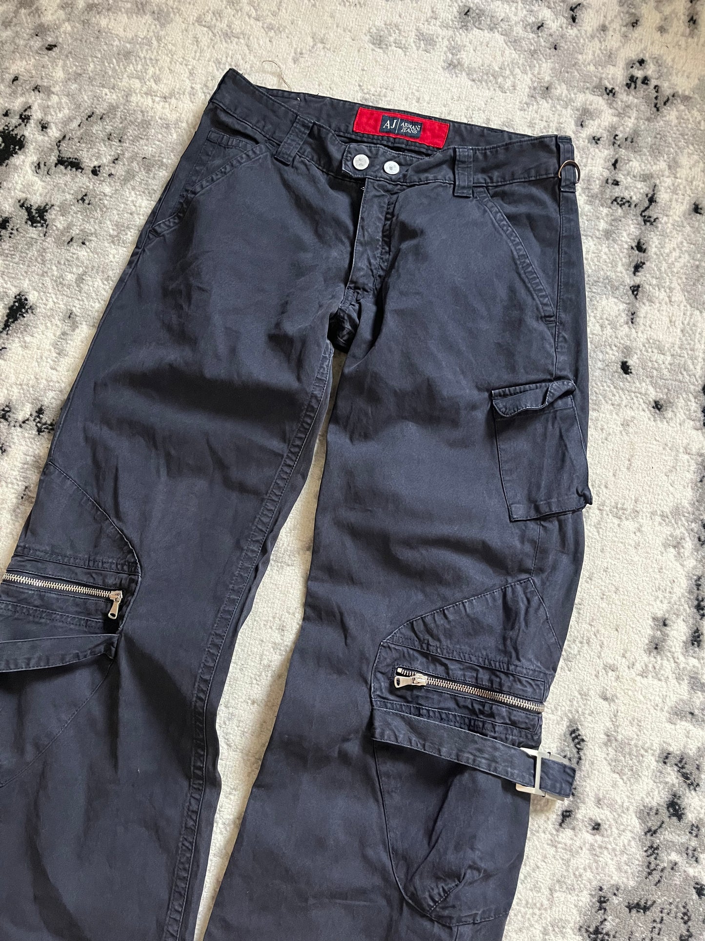 00s Armani Navy Bondage Cargo Pants (M)