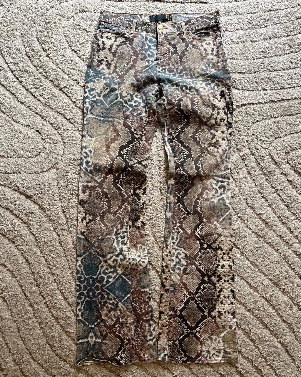 00s Just Cavalli モザイクパイソンエロードパンツ(S)