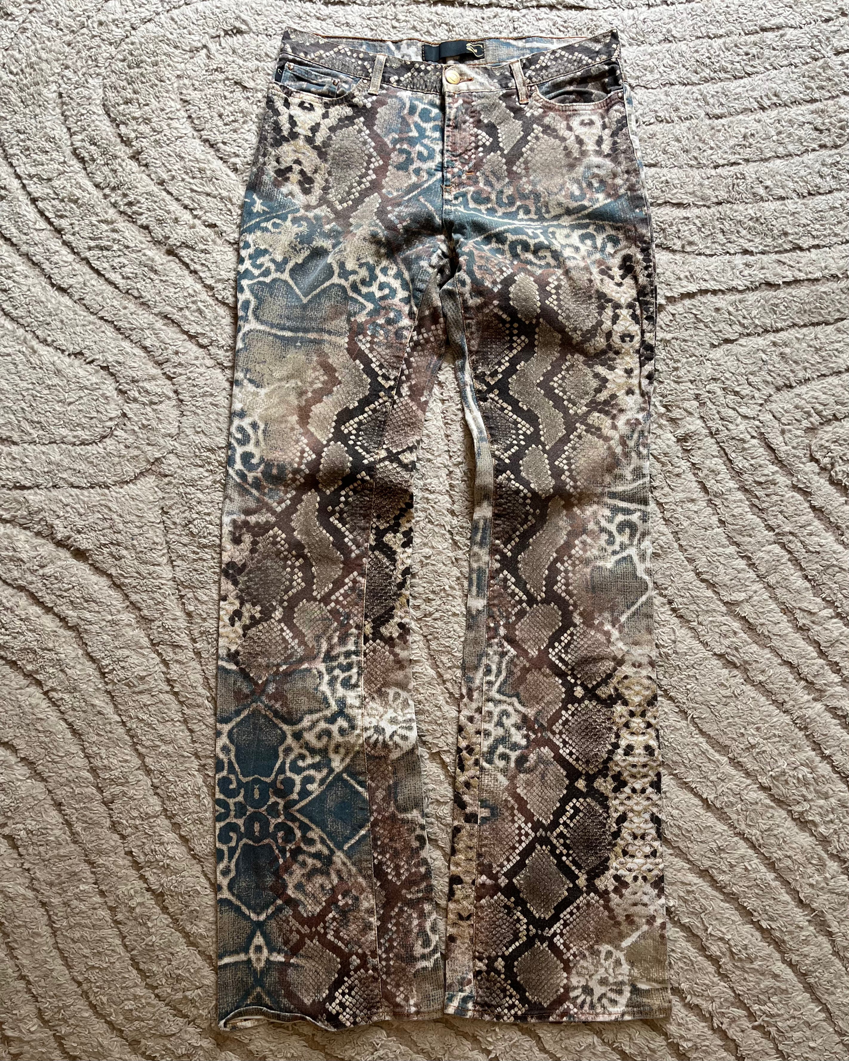 00s Just Cavalli モザイクパイソンエロードパンツ(S)