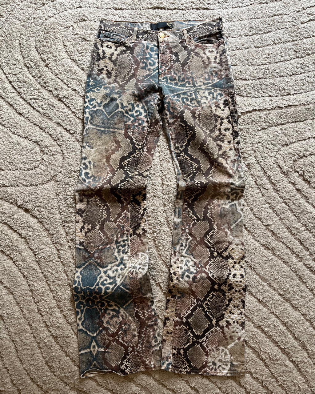 00s Just Cavalli モザイクパイソンエロードパンツ(S)