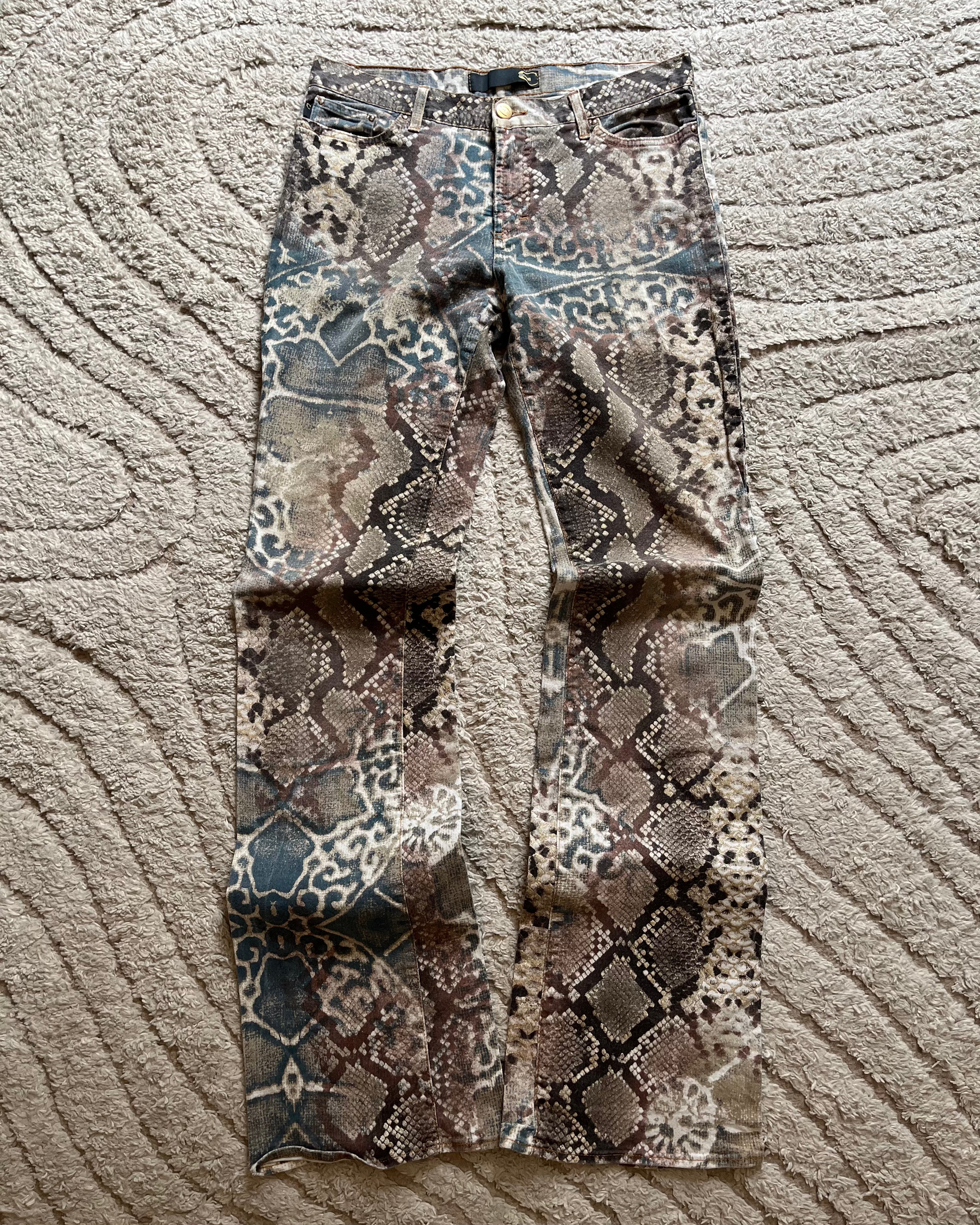 00s Just Cavalli モザイクパイソンエロードパンツ(S)