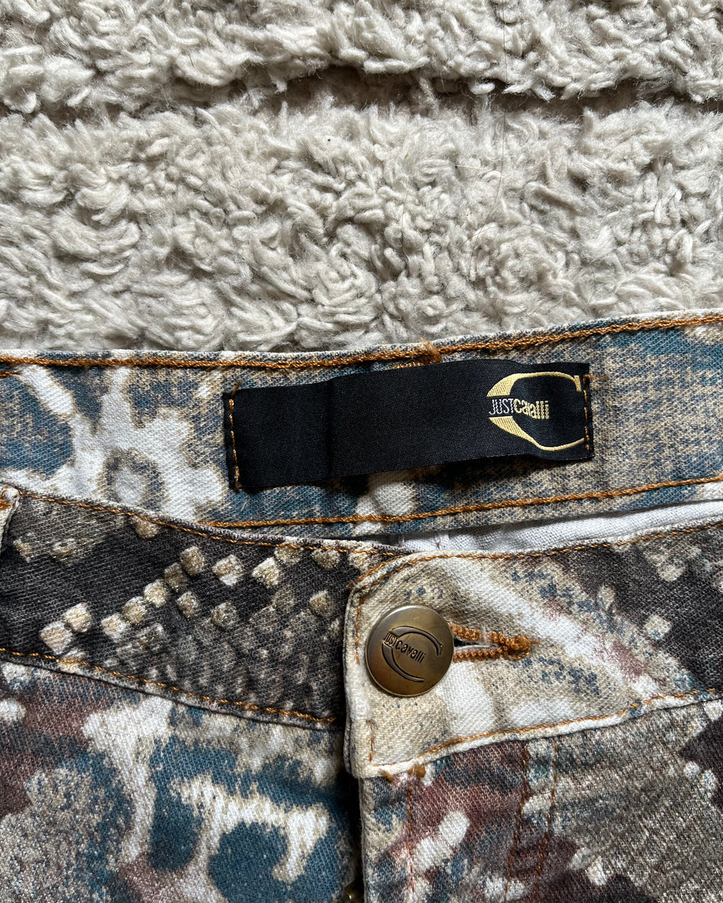 00s Just Cavalli モザイクパイソンエロードパンツ(S)