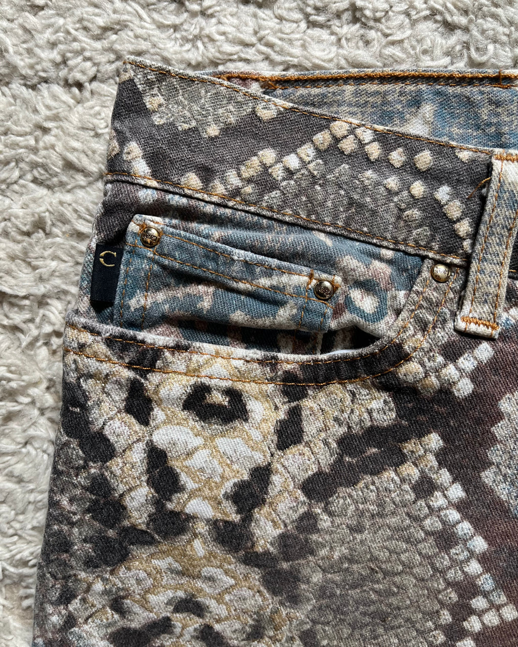 00s Just Cavalli モザイクパイソンエロードパンツ(S)