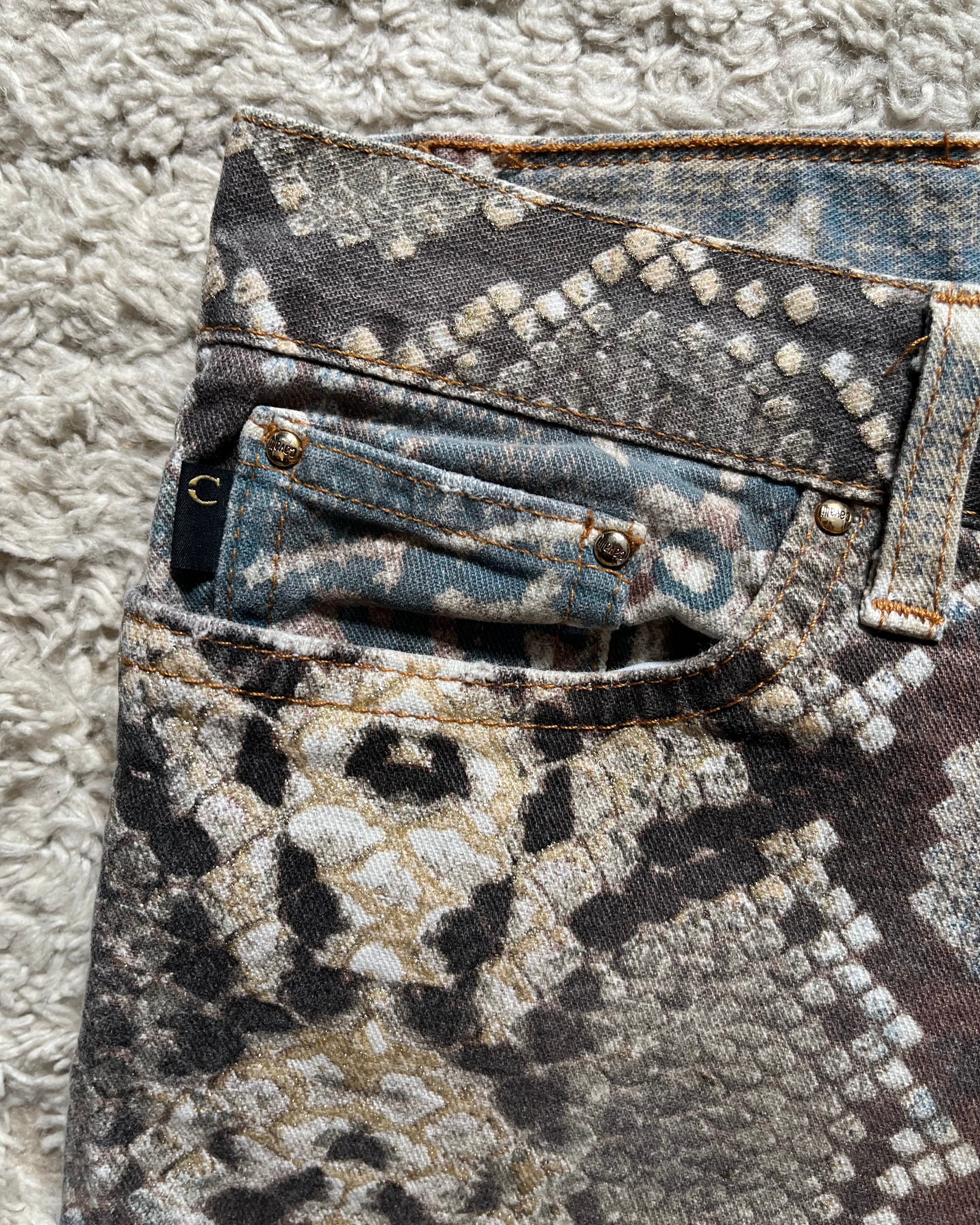 00s Just Cavalli モザイクパイソンエロードパンツ(S)