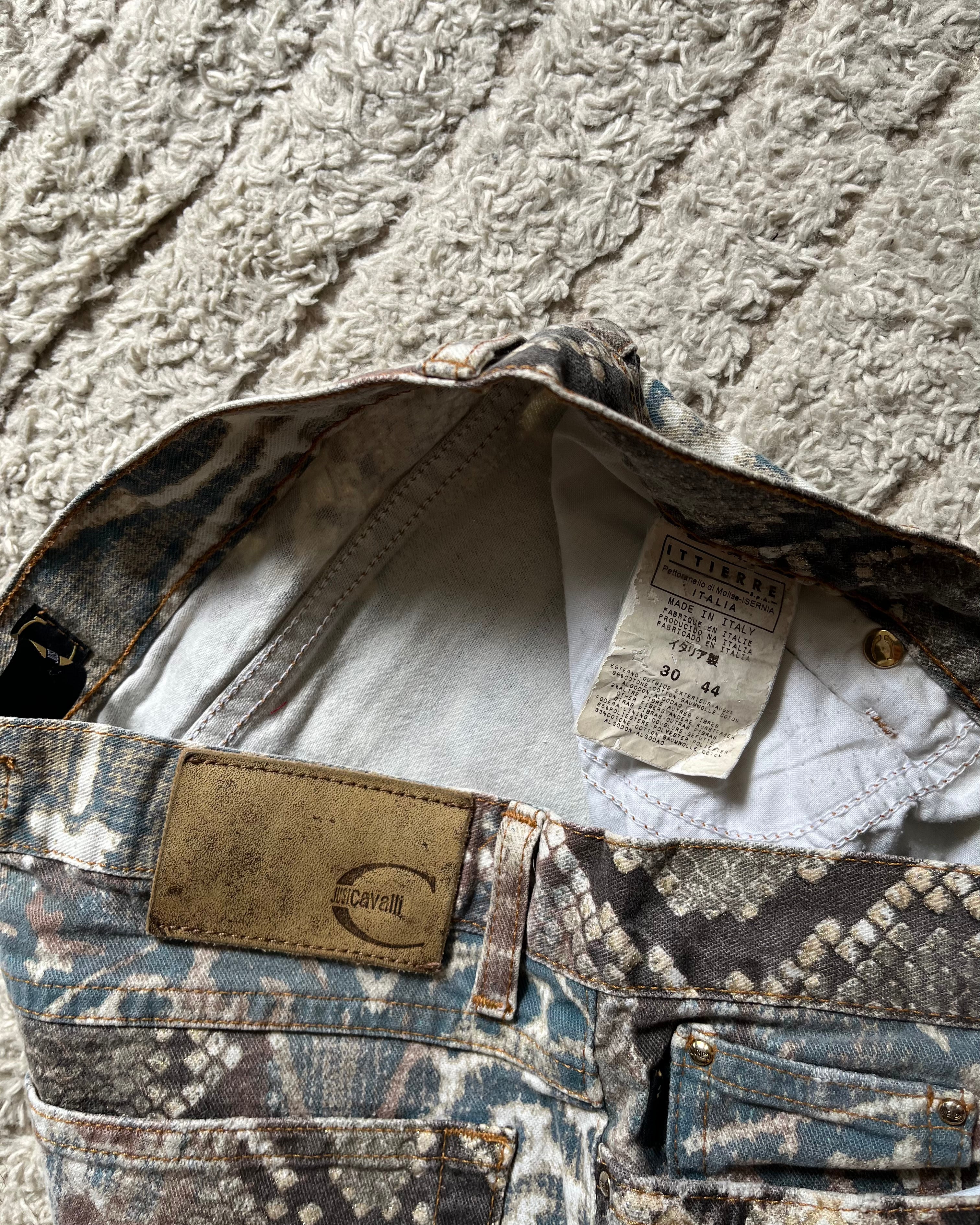 00s Just Cavalli モザイクパイソンエロードパンツ(S)