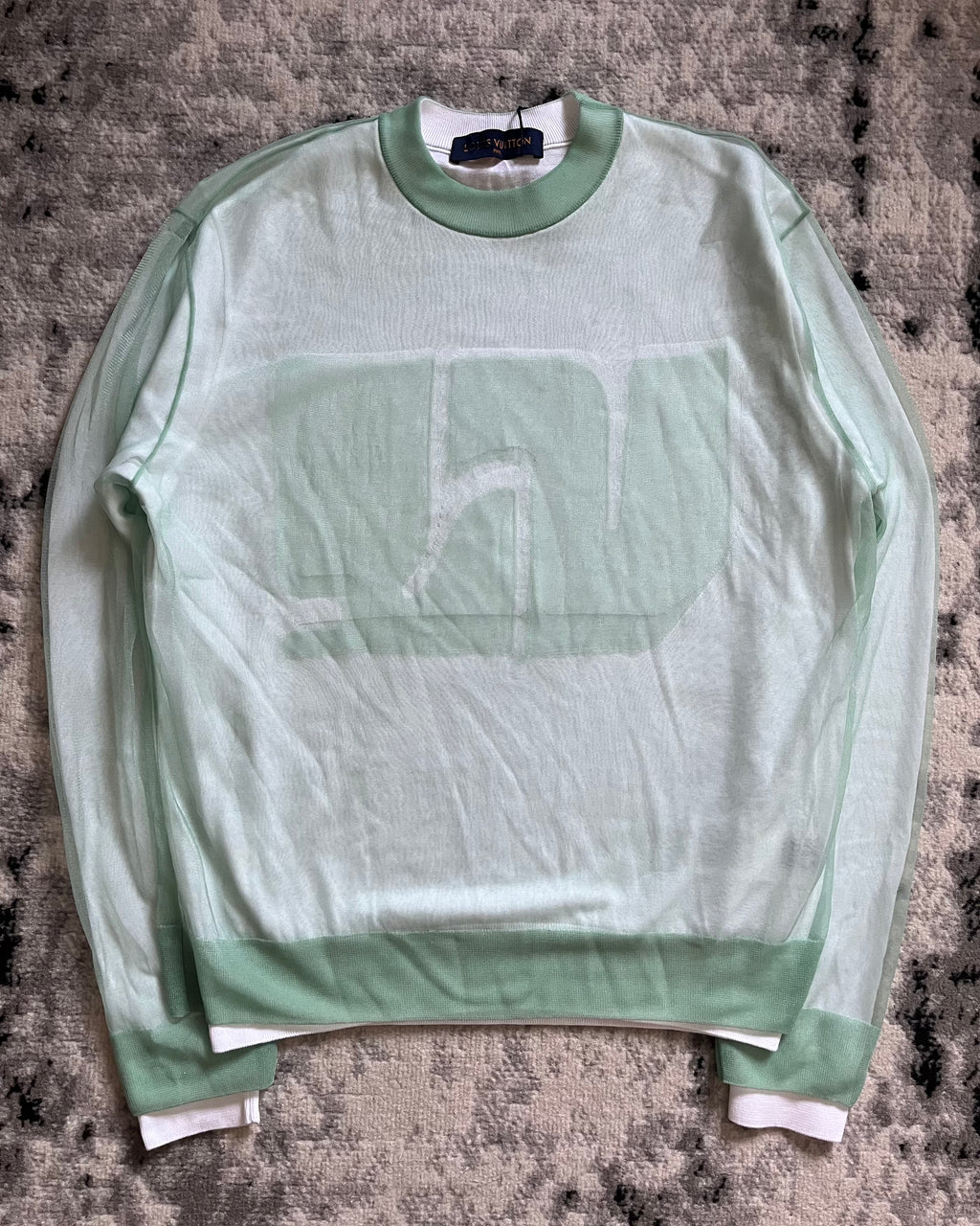 Louis Vuitton Sheer Layered Pastel Green Crewneck (S/M)