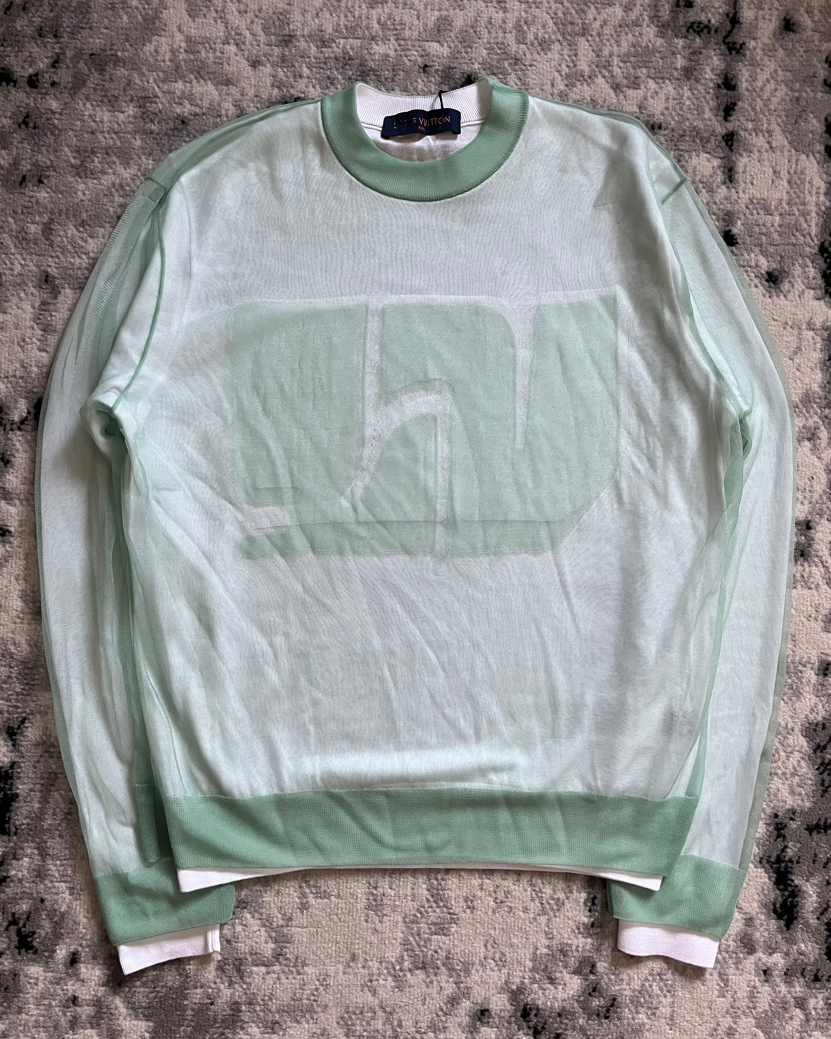 Louis Vuitton Sheer Layered Pastel Green Crewneck (S/M)