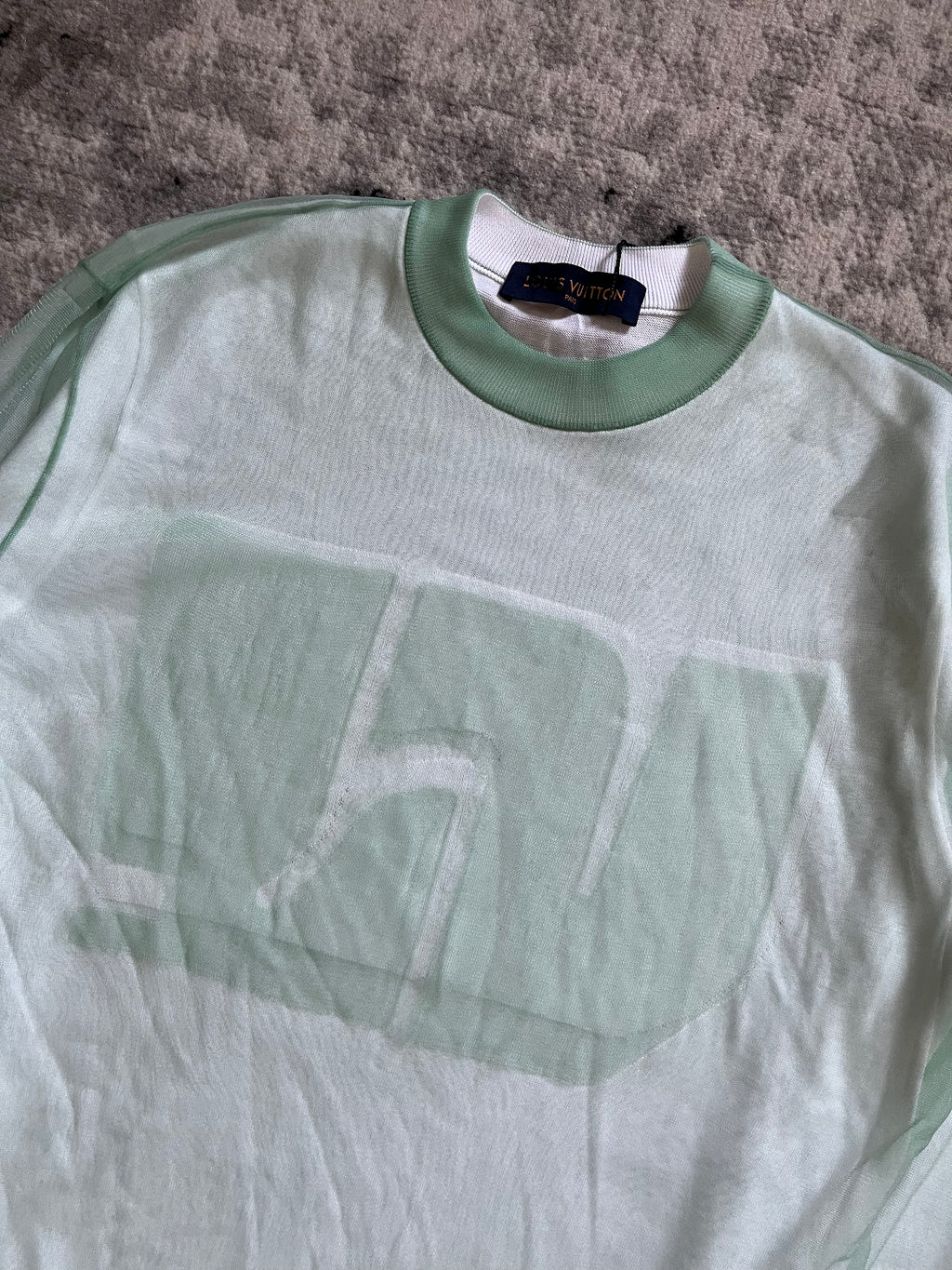 Louis Vuitton Sheer Layered Pastel Green Crewneck (S/M)