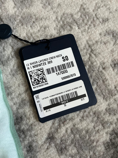 Louis Vuitton 透明分层淡绿色圆领毛衣（S/M）