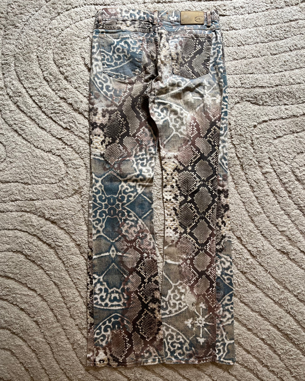 00s Just Cavalli モザイクパイソンエロードパンツ(S)