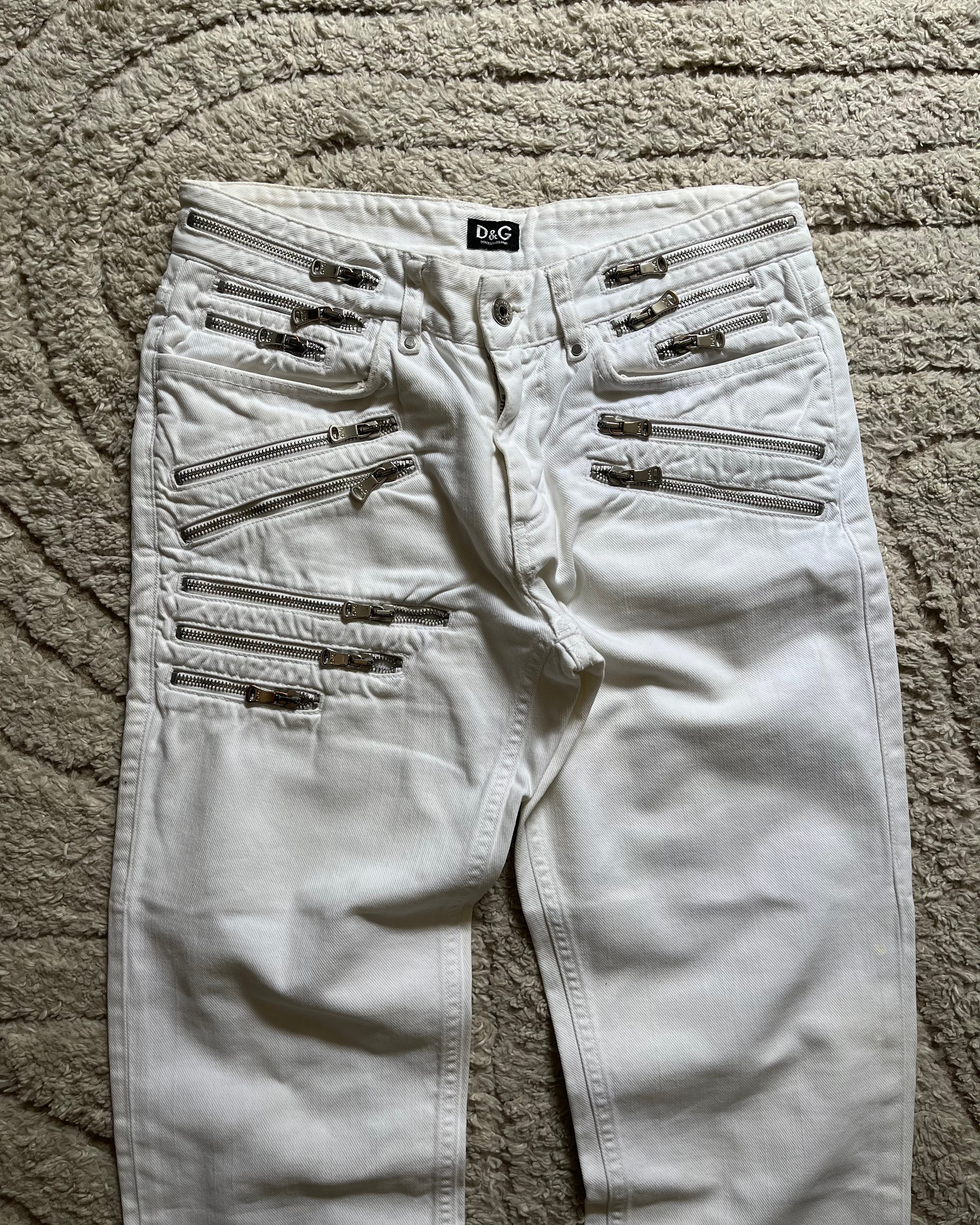 SS08 ドルチェ＆ガッバーナ レベル ジッパー ホワイト パンツ (S)