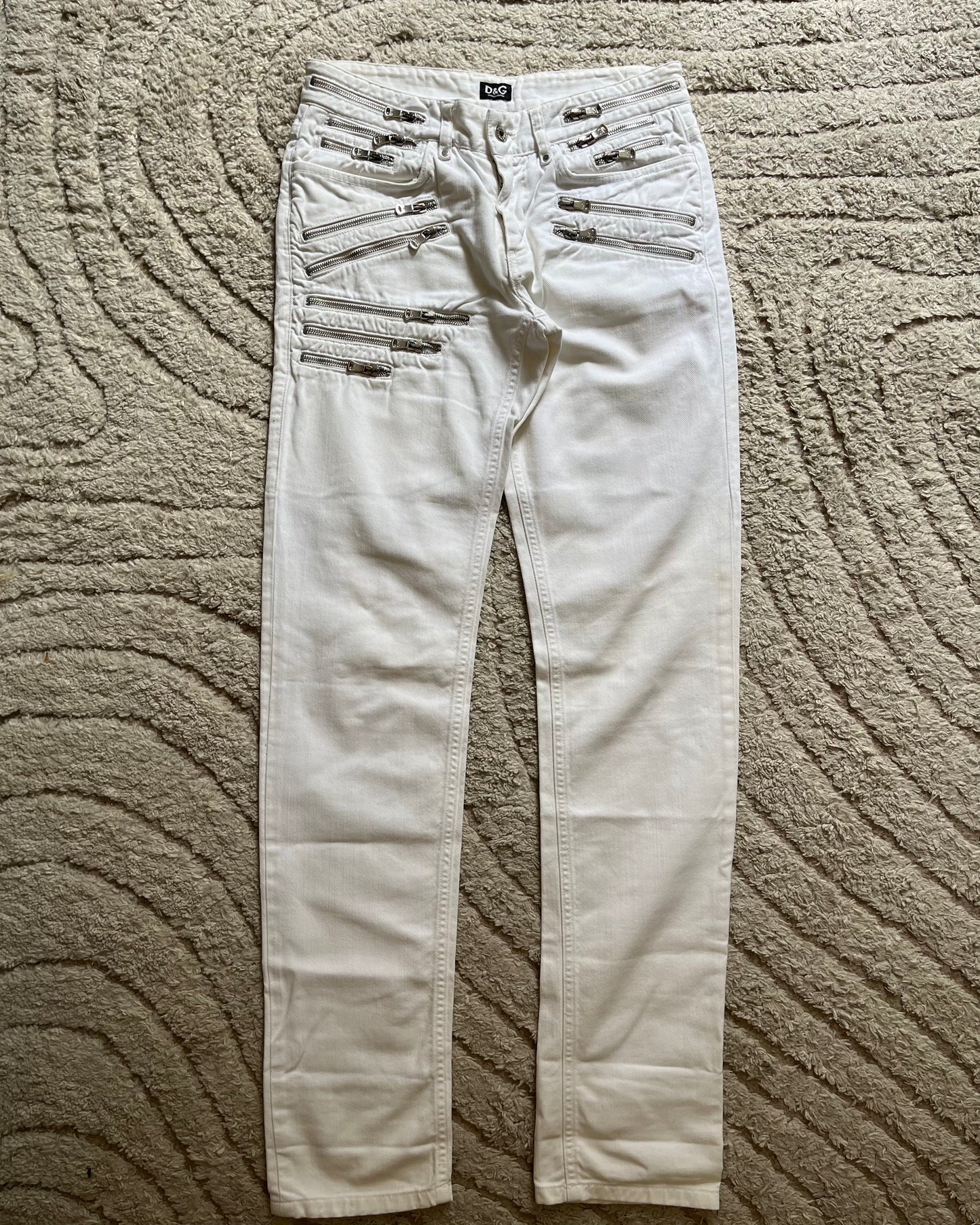 SS08 Dolce & Gabbana Rebel Zipper White Pants (S)