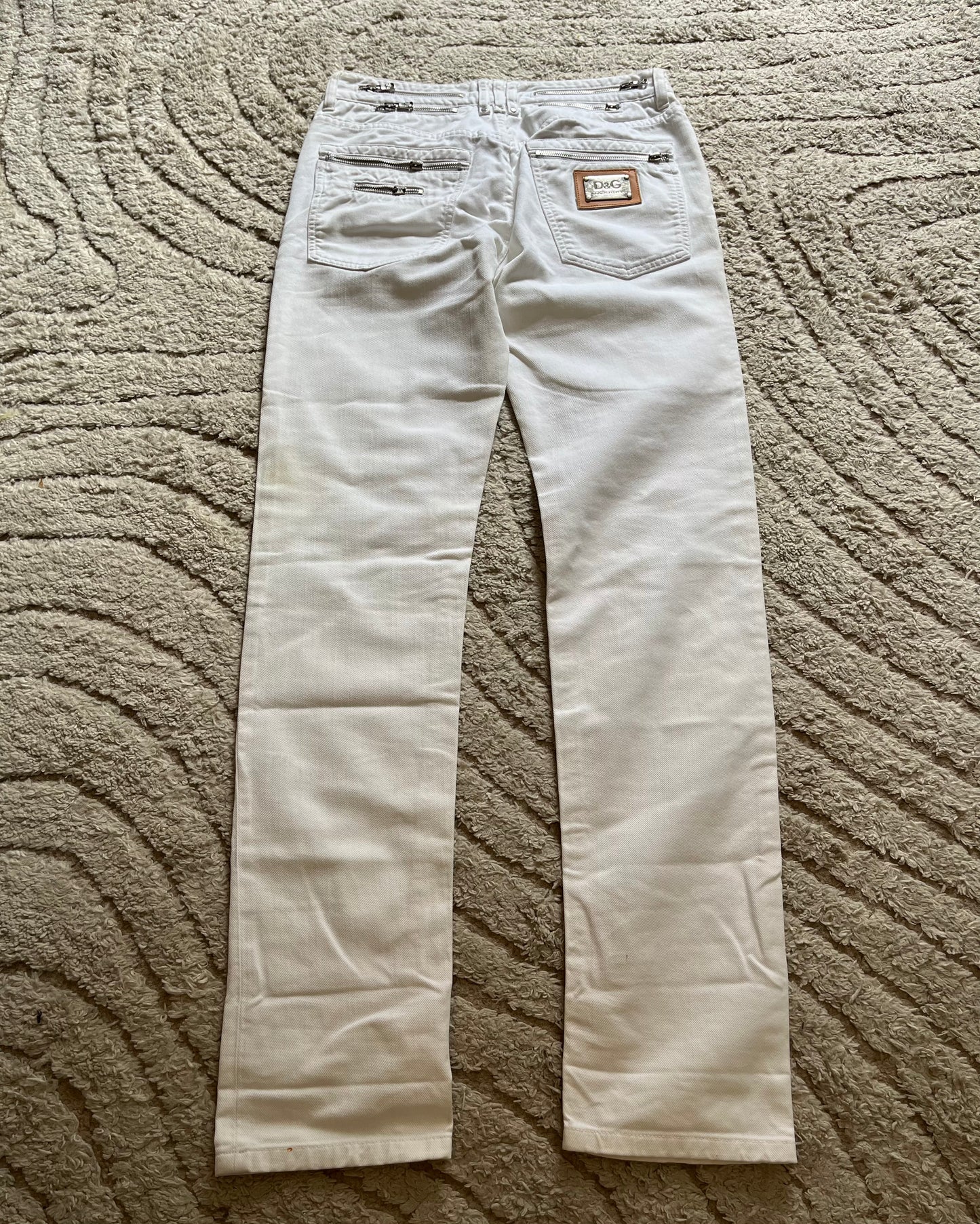 SS08 Dolce & Gabbana Rebel Zipper White Pants (S)