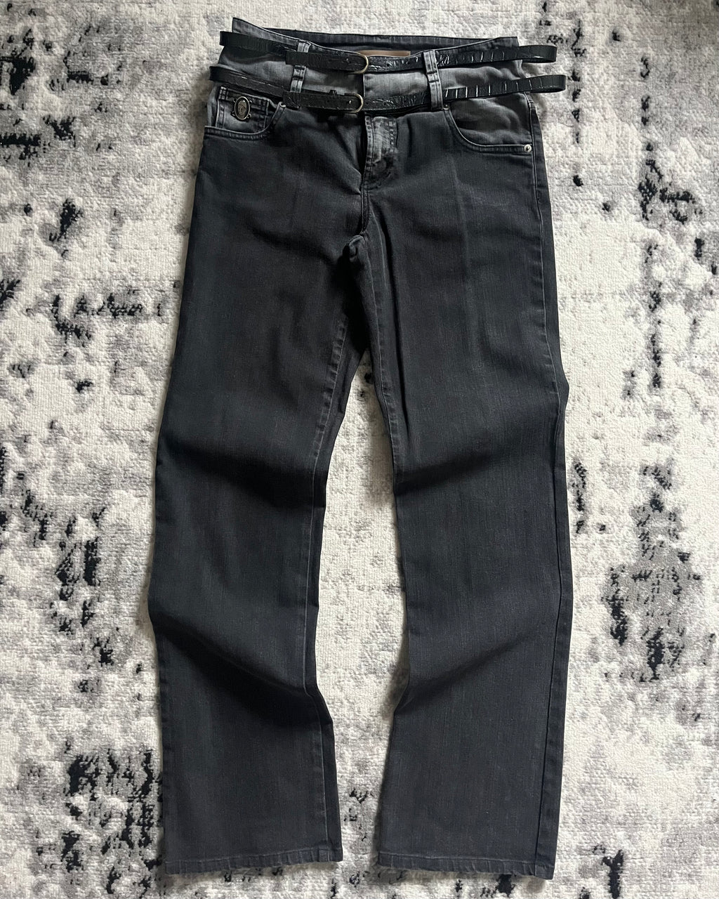 Galliano Double Waist Belted Modern Jeans