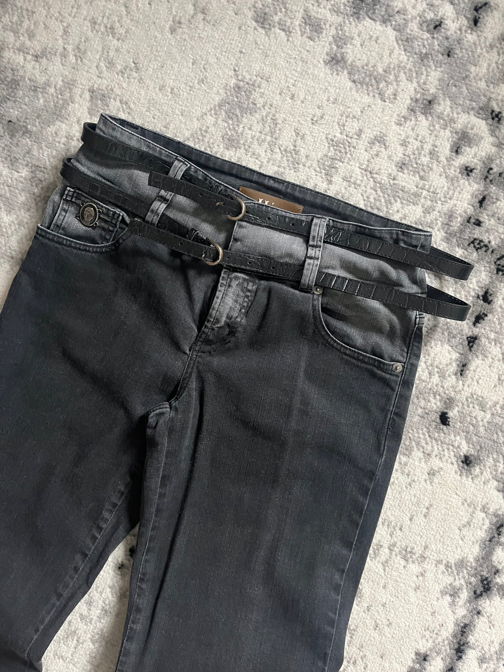 Galliano Double Waist Belted Modern Jeans