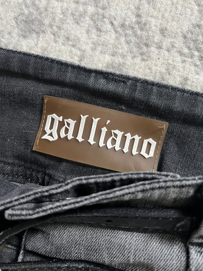Galliano 双腰束带现代牛仔裤 (S)