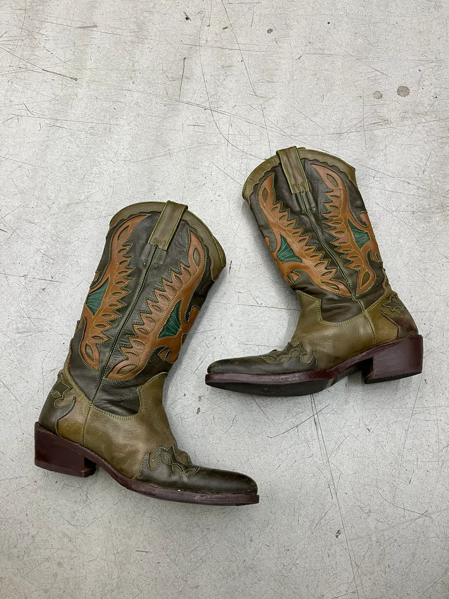 Roberto Cavalli Western Cowboy Olive Santiags Boots BGqkAoNi 1
